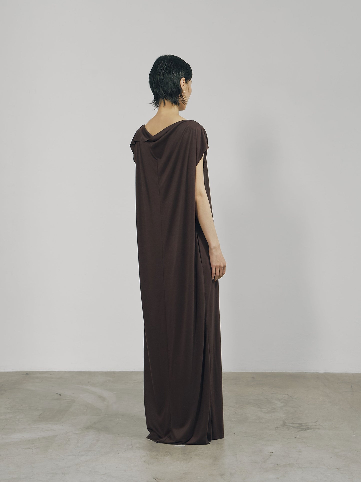 Dark Red Jersey Raw Edge Asymmetric Cutting Dress-arc us arkus-APOC STORE