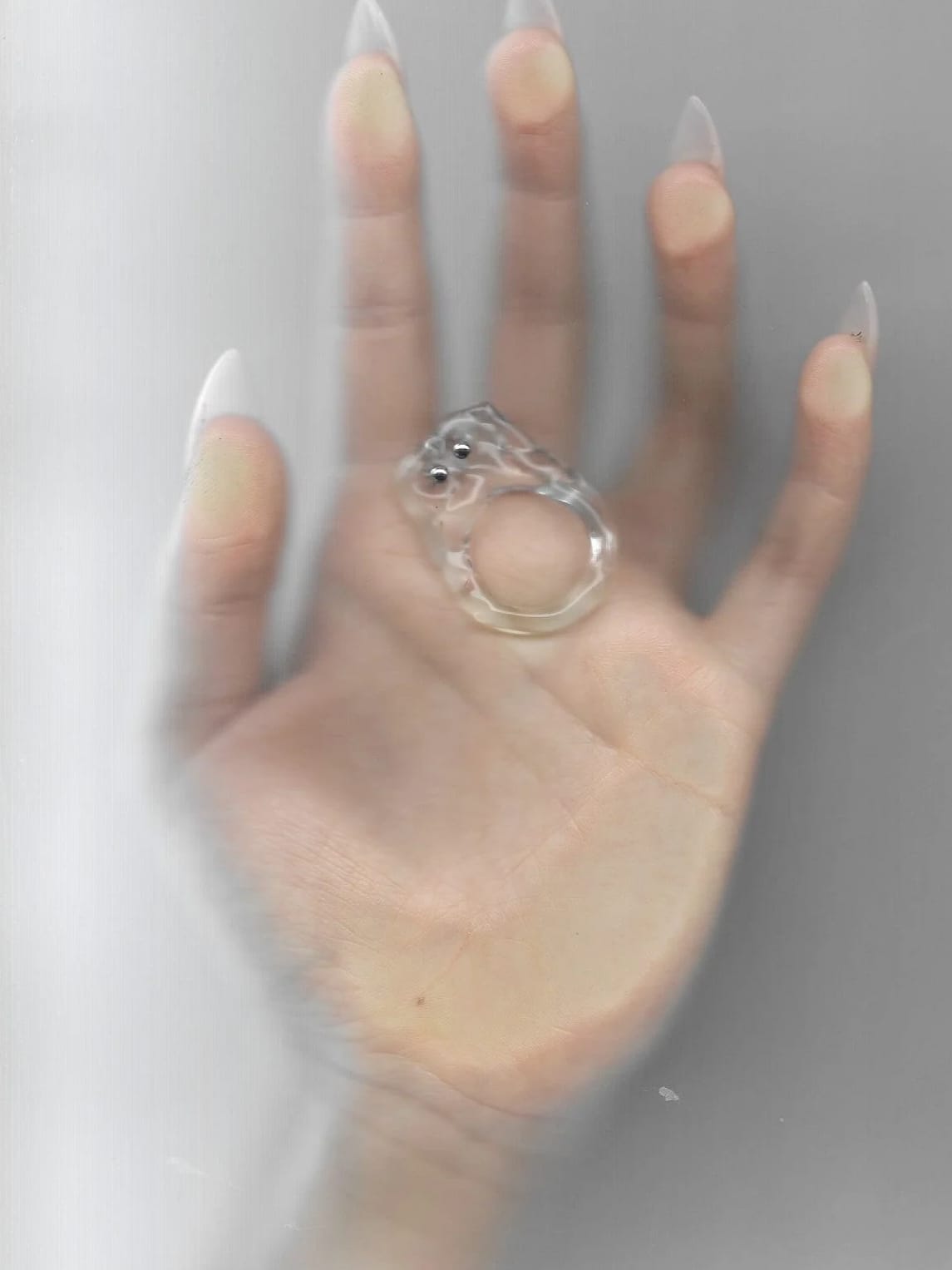 Brutalist Pierced Glass Ring 0117-Rain and Rivers-APOC STORE