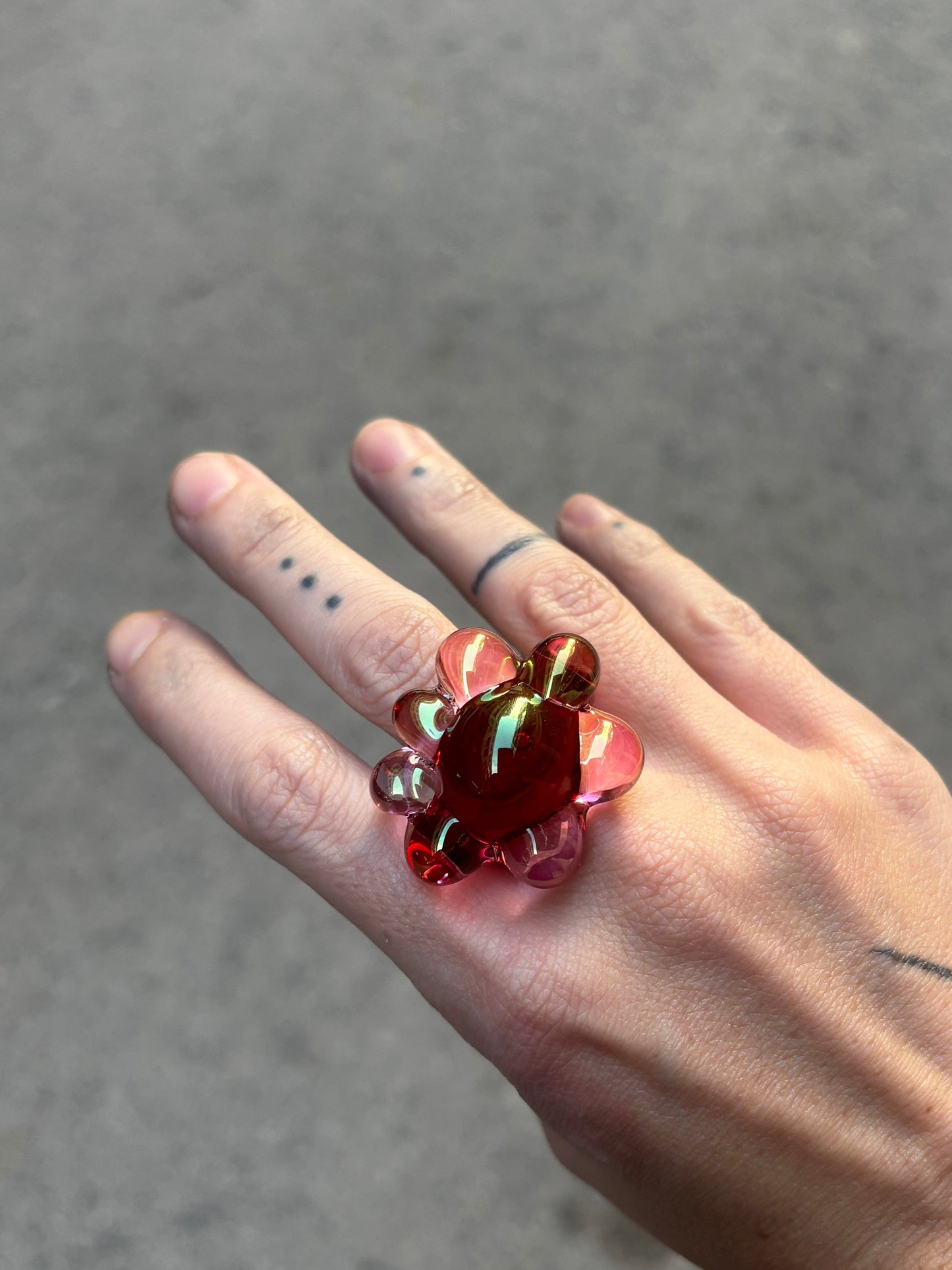 BubbleXXL Ring Red Pink-Pia Glassworks-APOC STORE