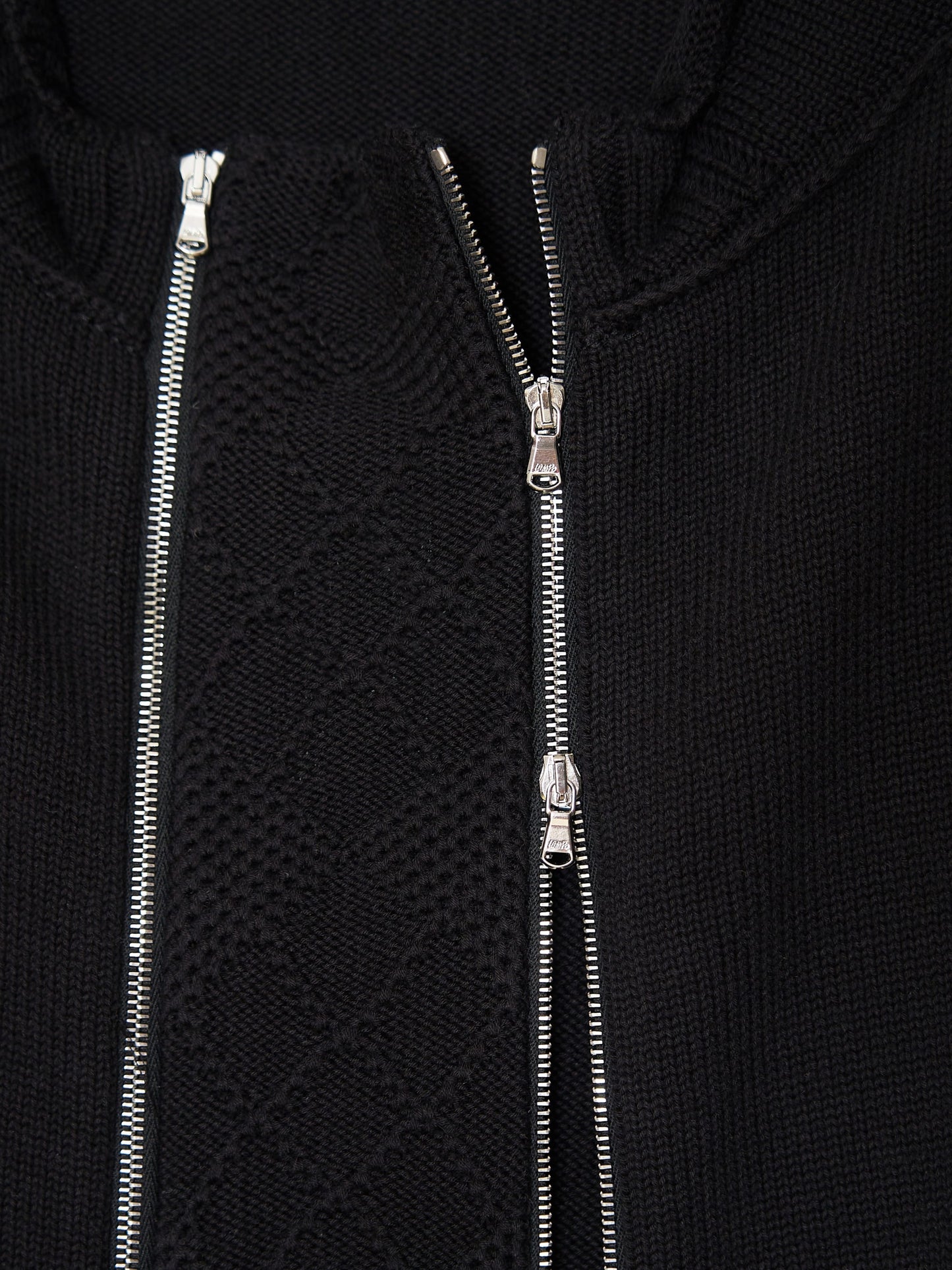Double zip Cotton Cardigan 001 _ Black-Taekh-APOC STORE