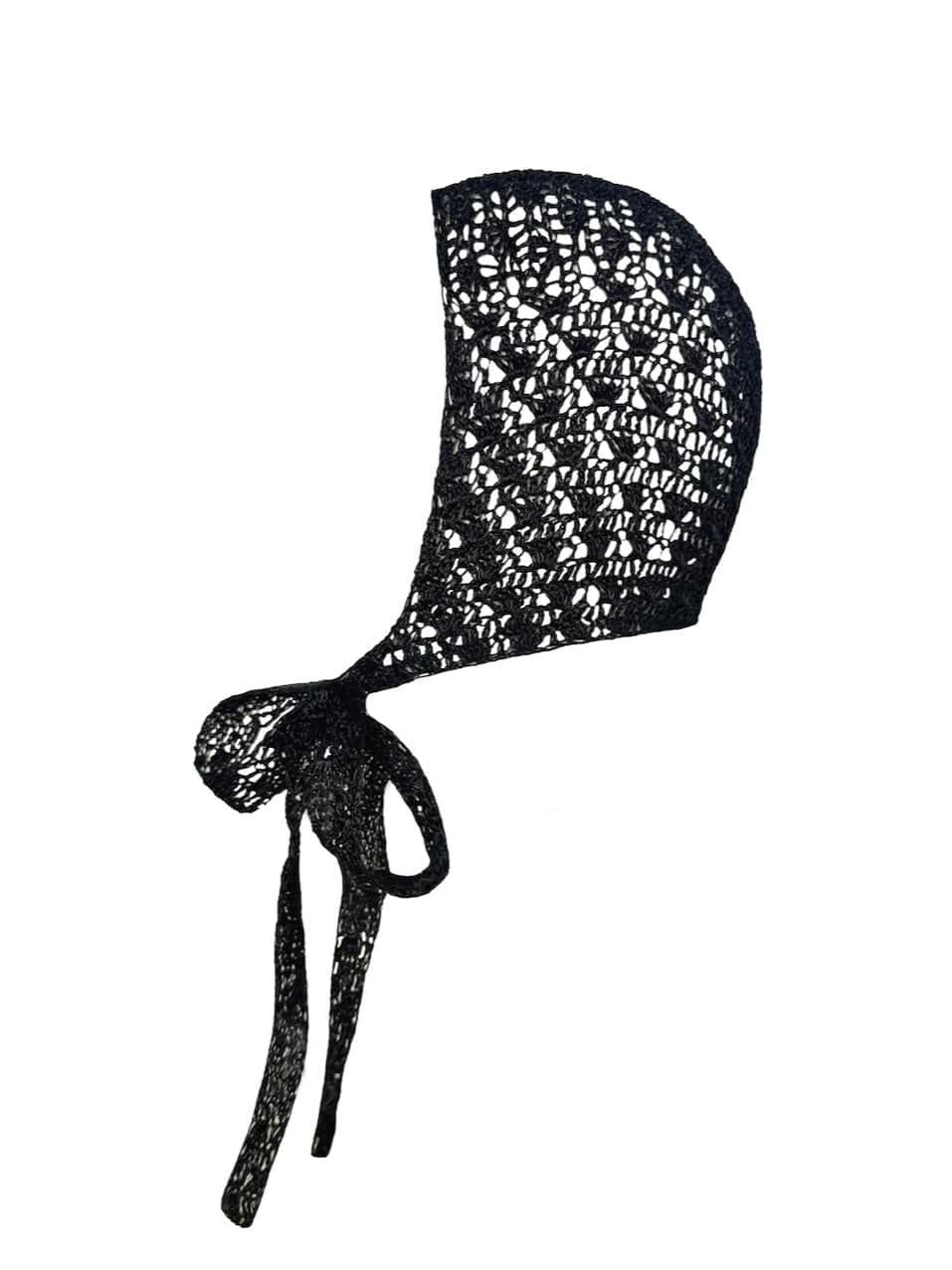 Crochet lace metallic bonnet - Black-Raquel de Carvalho-APOC STORE