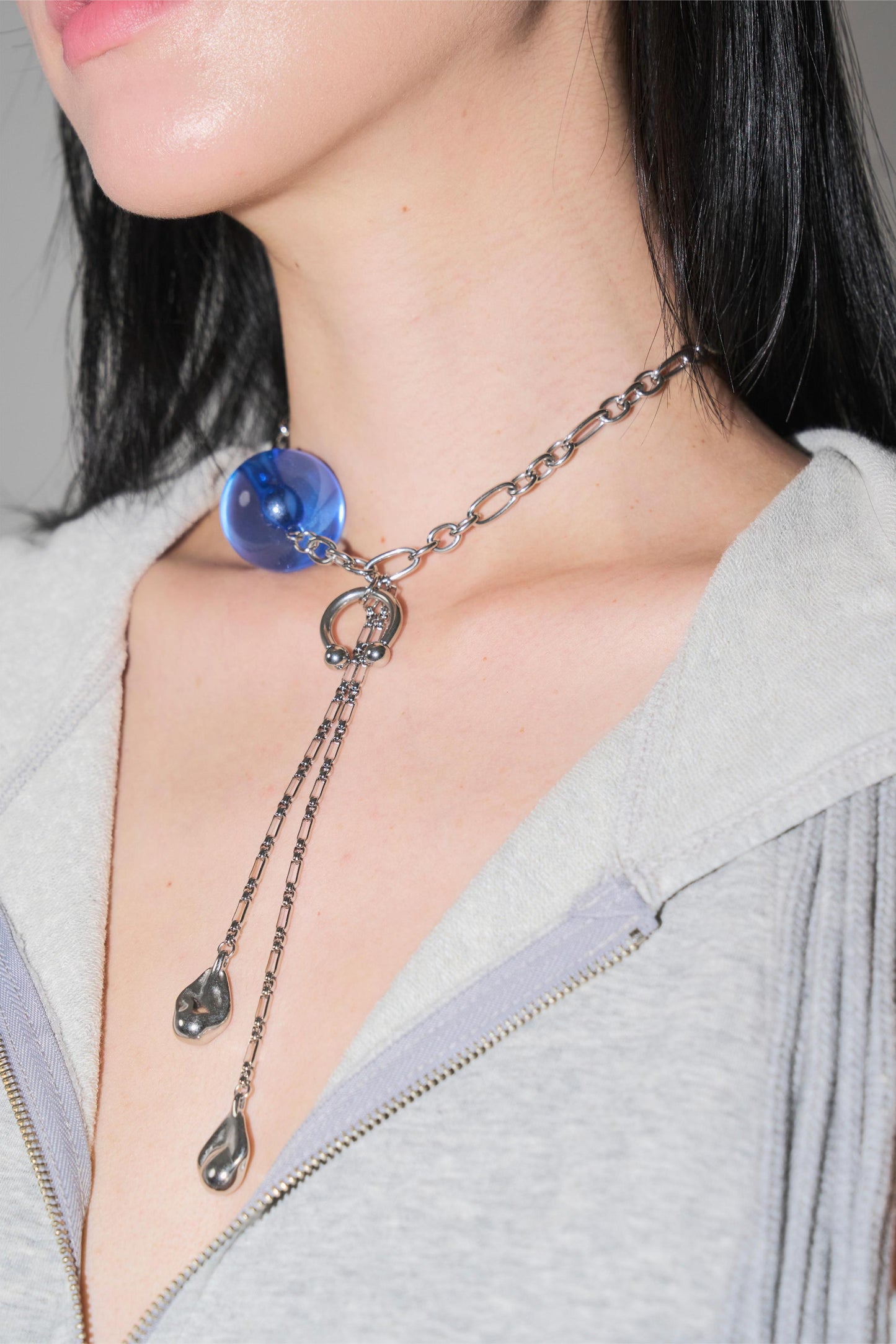 Blue Orb drop down necklace-Nibgnus-APOC STORE