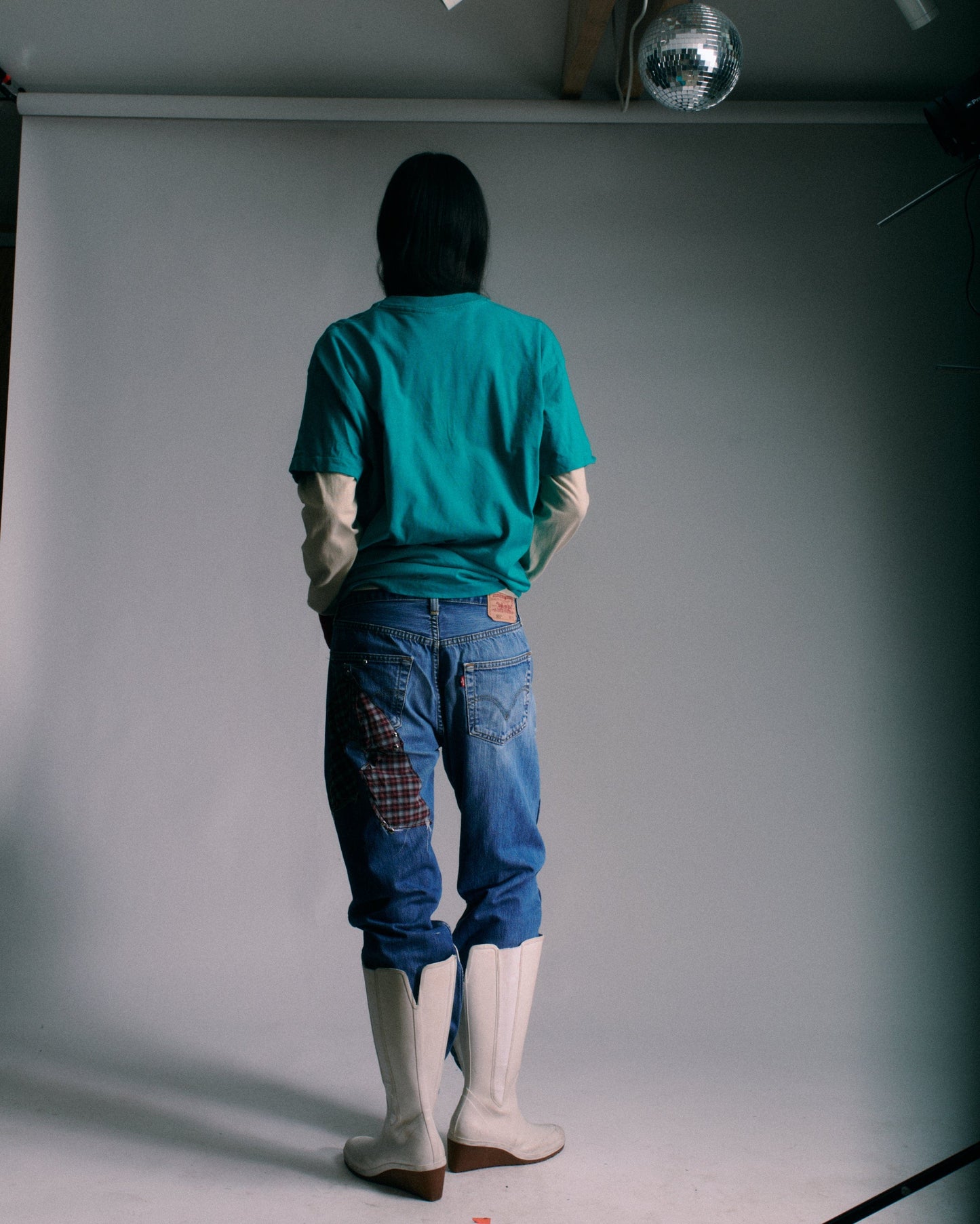 Woven Blue T-shirt (Star print)-Hannah Creak-APOC STORE