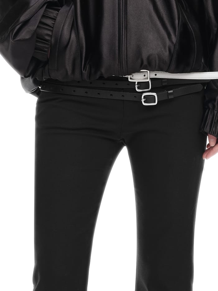 Black Metal Rivet Decorative Slightly Flared Capri Pants-TRINITE Studio-APOC STORE
