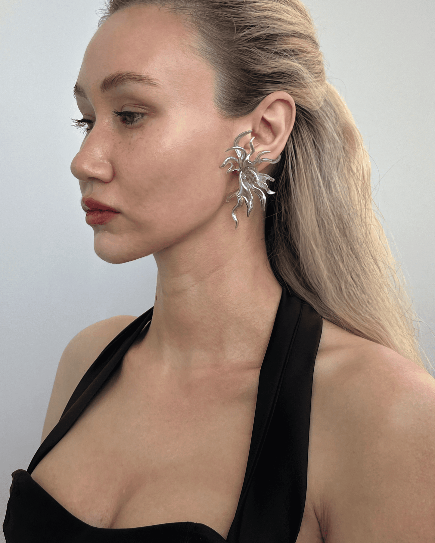 Shiny Coral Earrings-WHYNOEN-APOC STORE