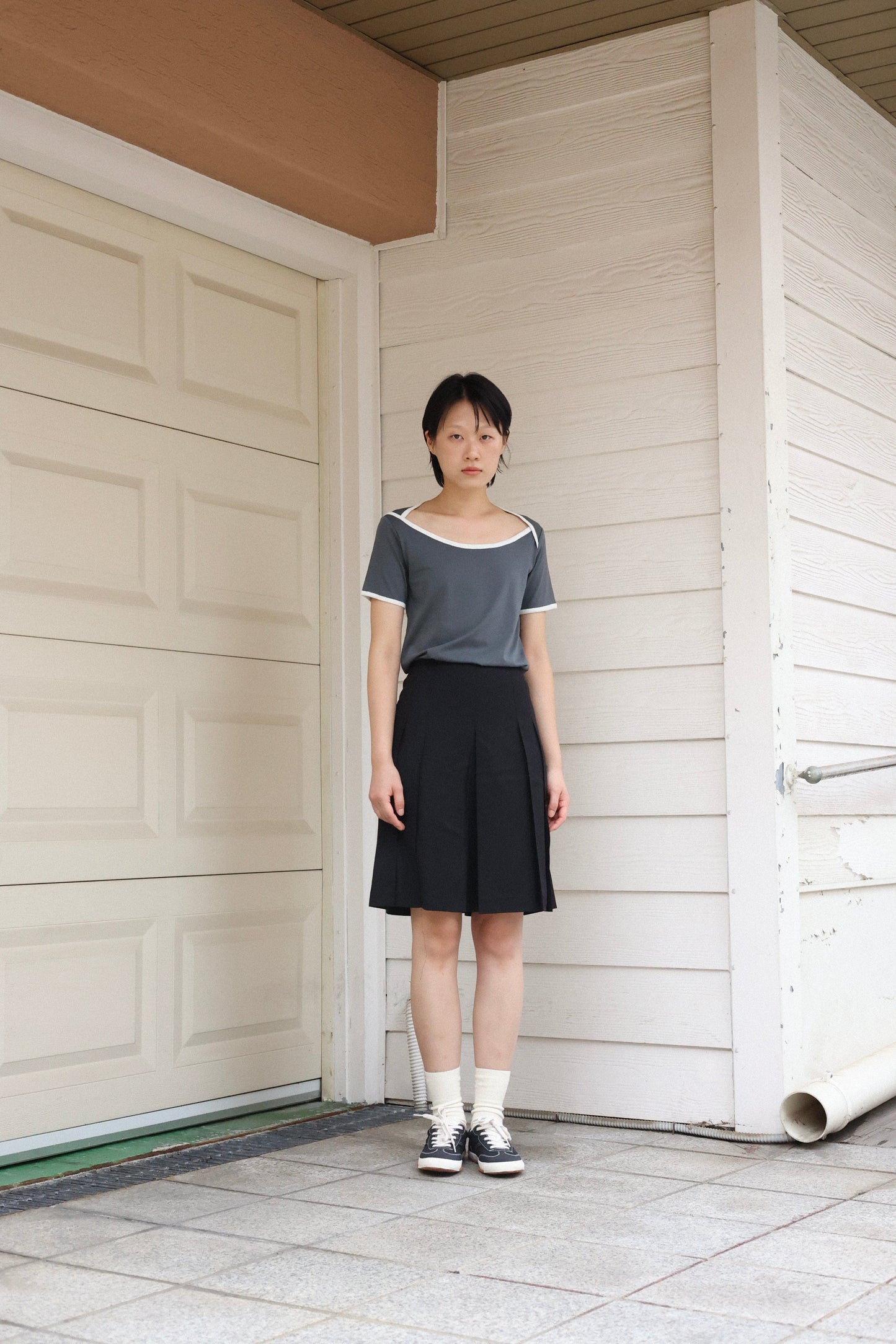 Box Pleats Skort - Black-Julye Han-APOC STORE