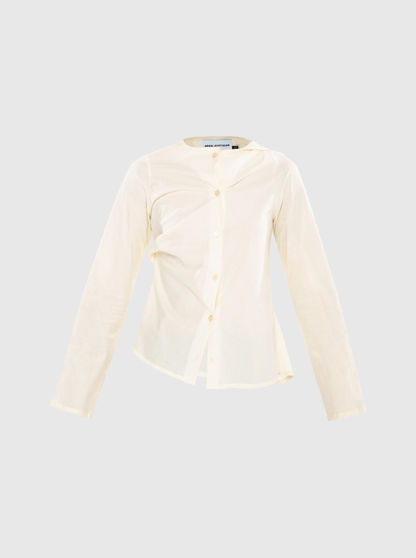 Long sleeve draped button-up shirt-Nensi Avetisian-APOC STORE