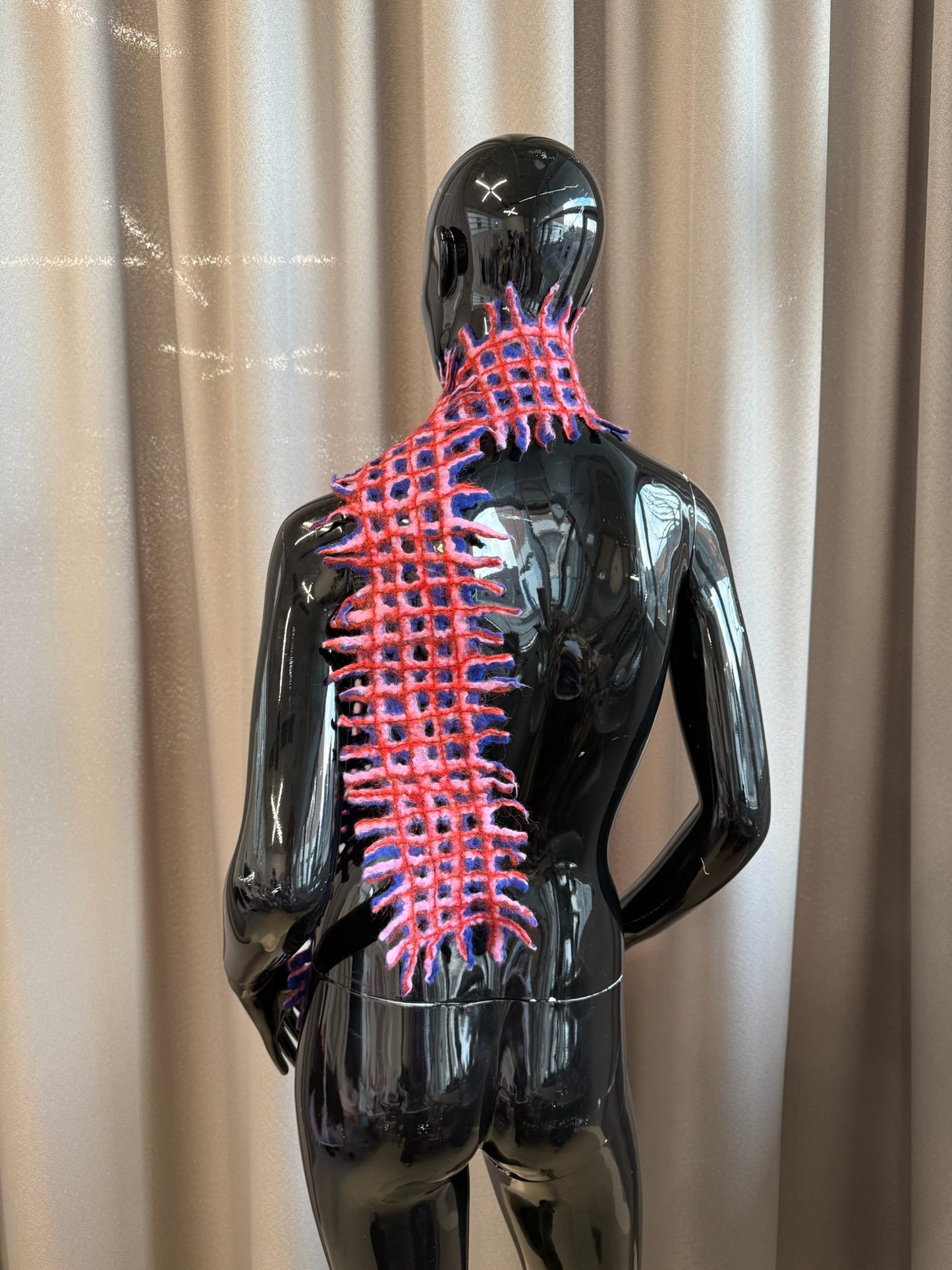 Felted scarf blue/rose long-TATi-APOC STORE