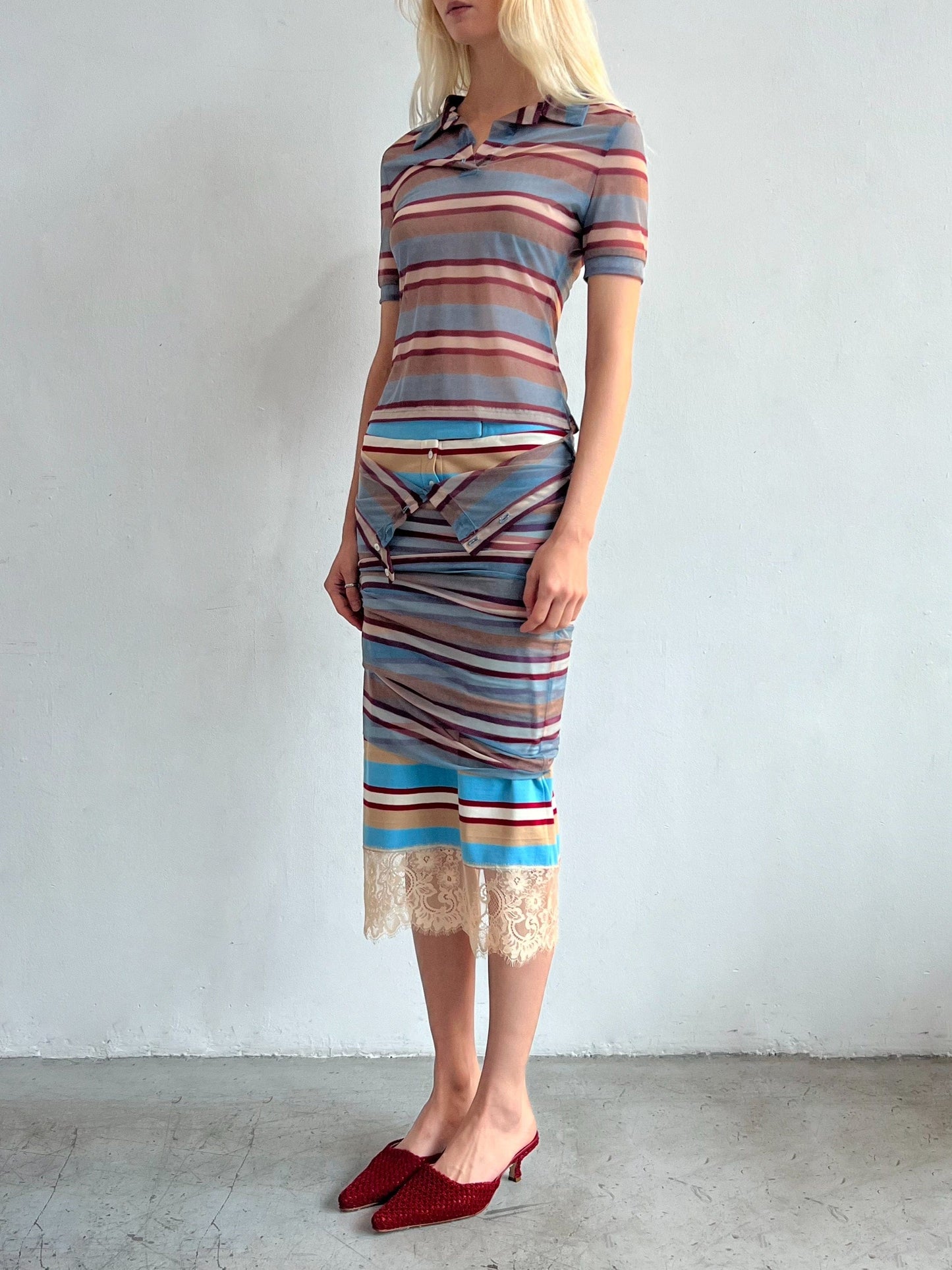 Lace-Trimmed Cotton Knit Skirt-Nastyamasha-APOC STORE