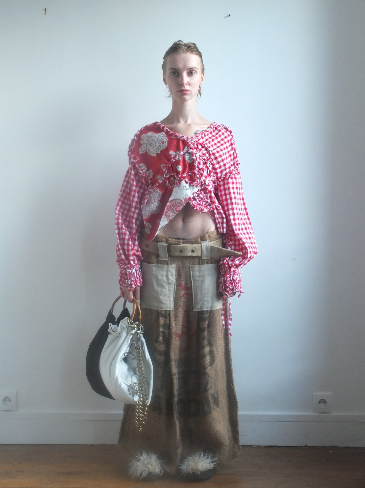 Check Blouse - Red-Polyhedron-APOC STORE