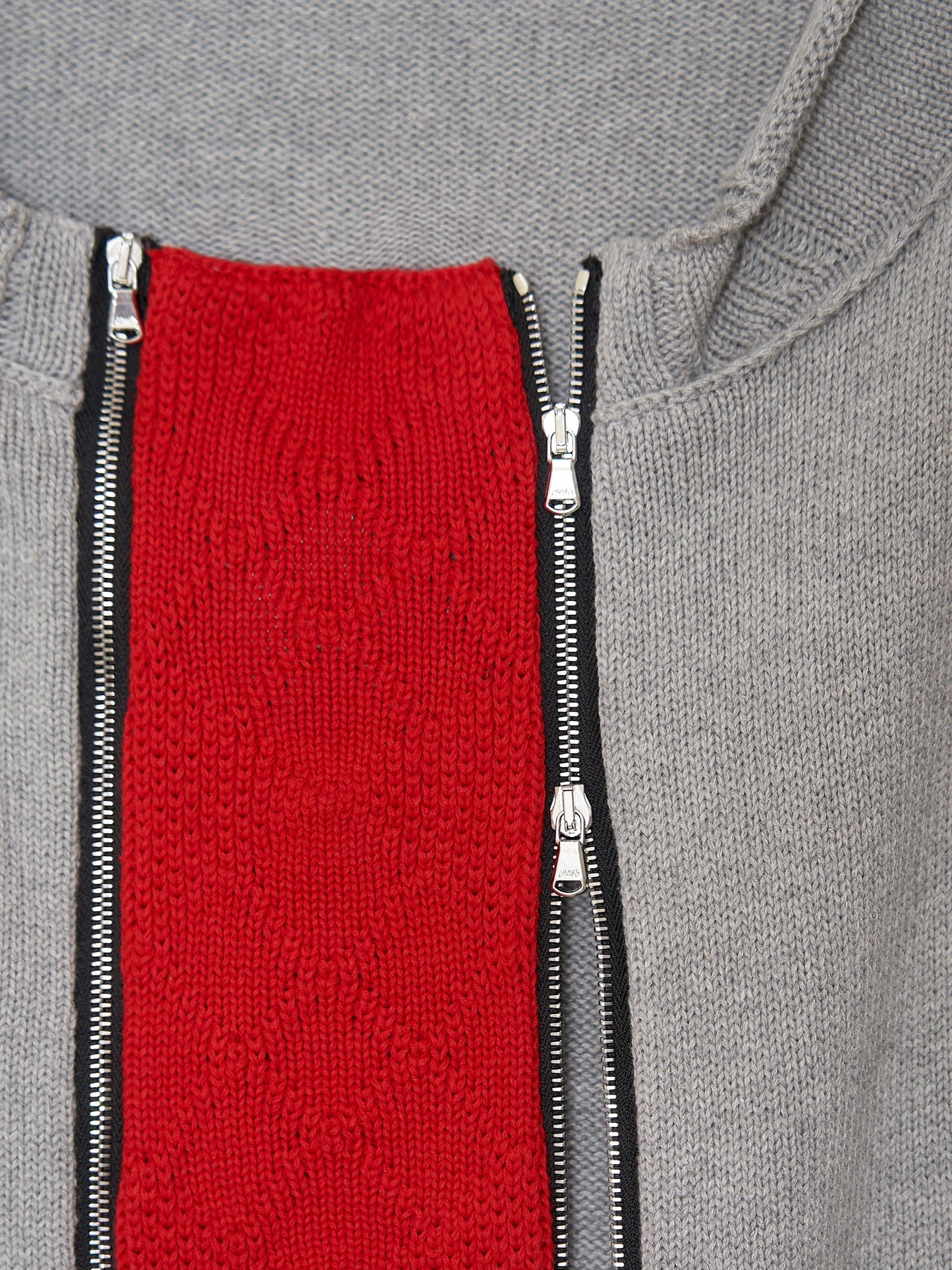 Double zip Cotton Cardigan 001 _ Gray-Taekh-APOC STORE