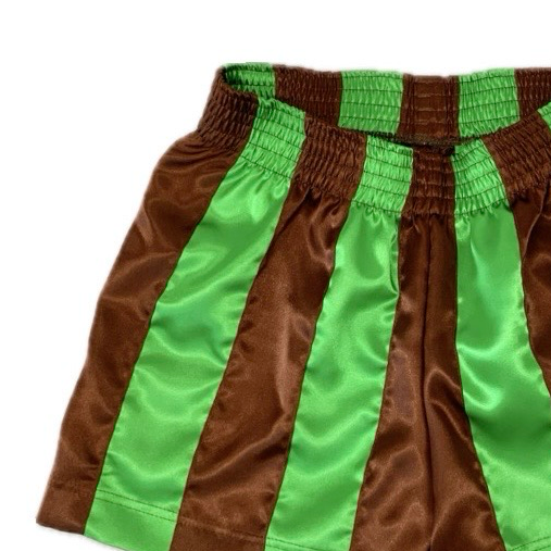 STRIPE RIBBON SHORTS BROWN/GREEN-Adam Jones-APOC STORE