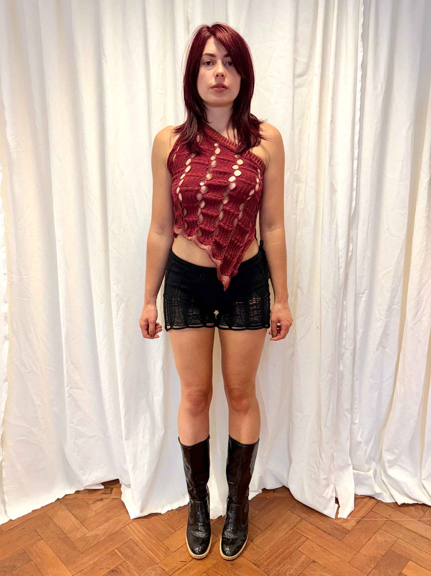Asymmetrical Knit Top - Burgundy-Sania Parvez-APOC STORE