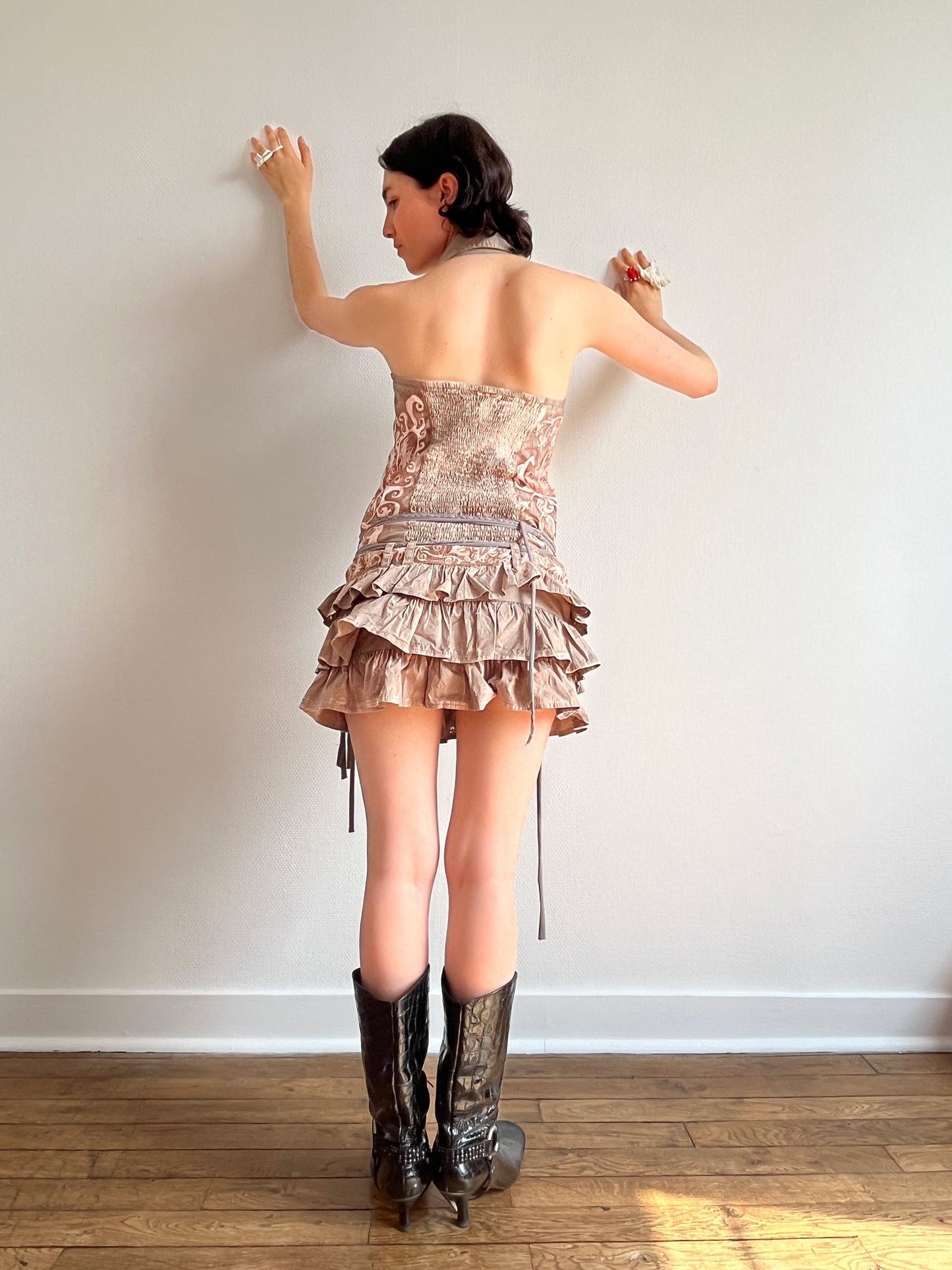 1 OF 1 FLOWERY RUFFLE DRESS-Anna Castellano-APOC STORE