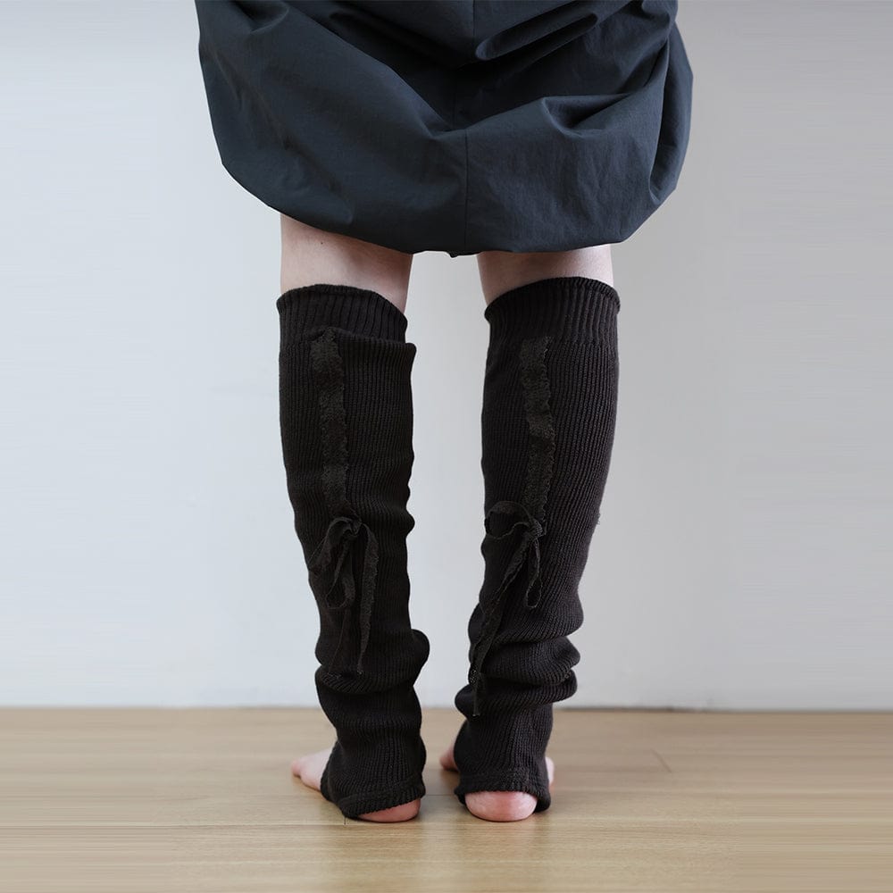 LACE RIBBON LEG WARMER BROWN-SAENGIN STUDIOS-APOC STORE