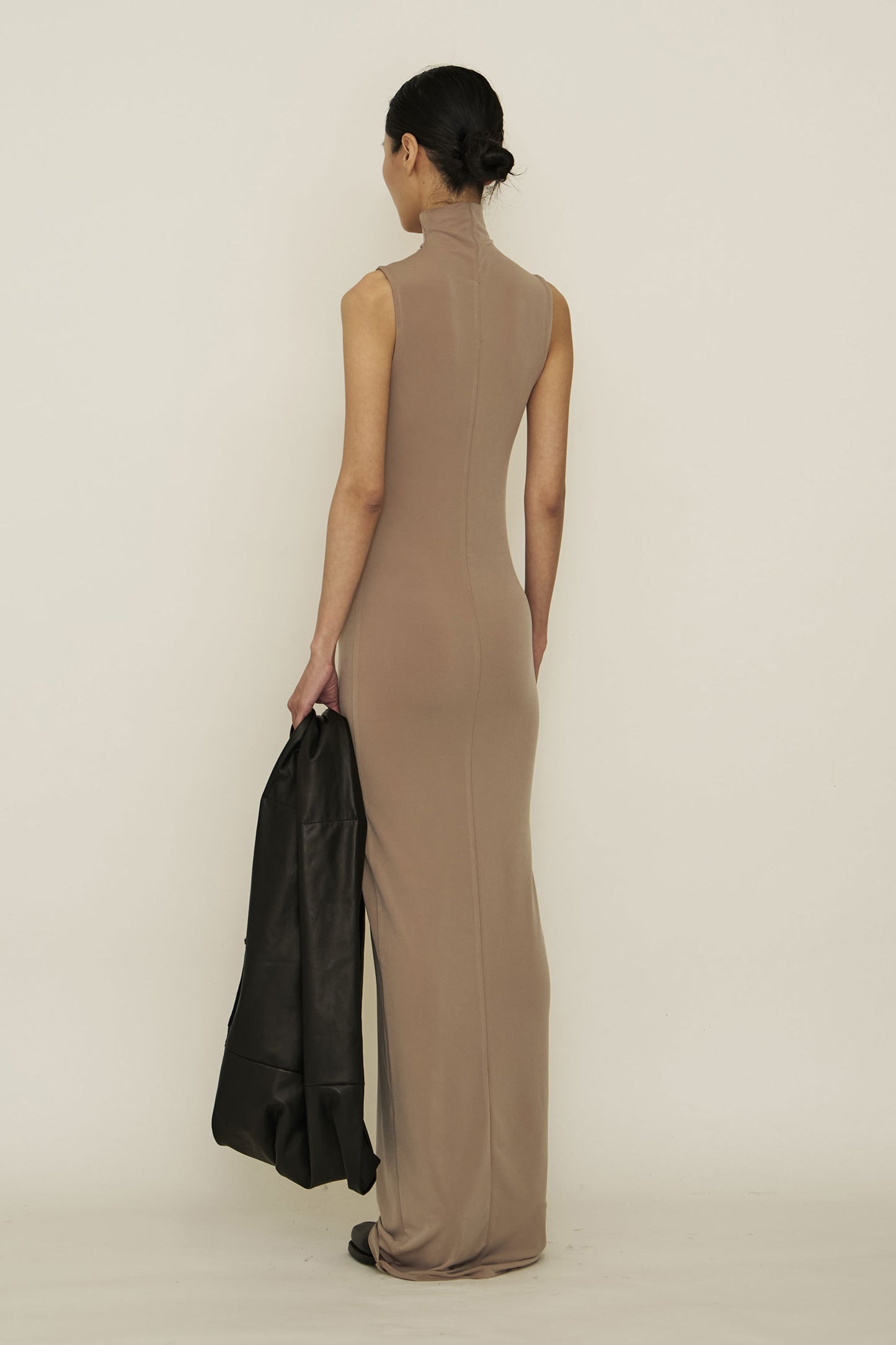 Nude Skinny High Neck Sleeveless Maxi Dress-arc us arkus-APOC STORE