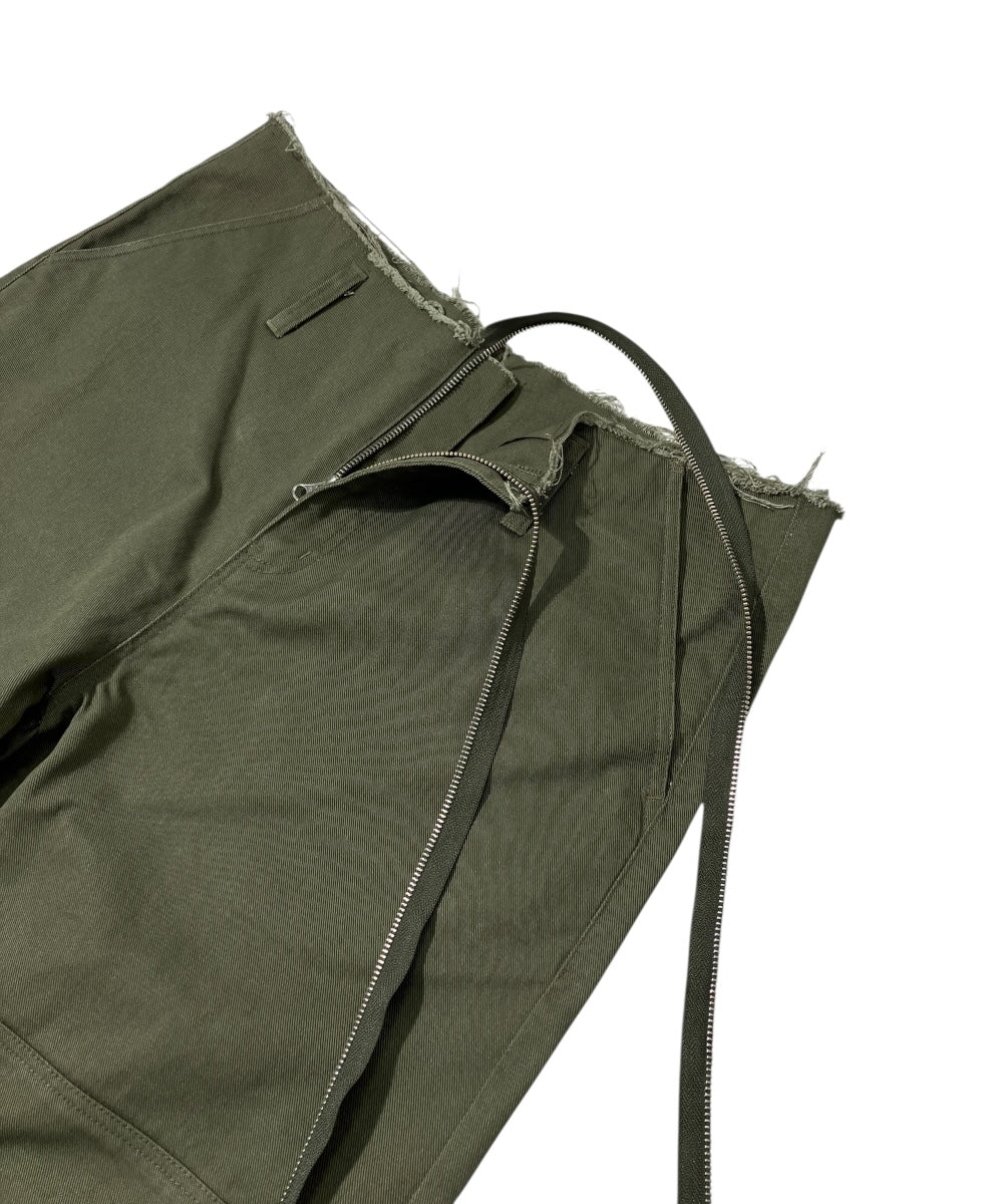 EXTENDED ZIP FLARE PANTS KHAKI-EGNARTS-APOC STORE