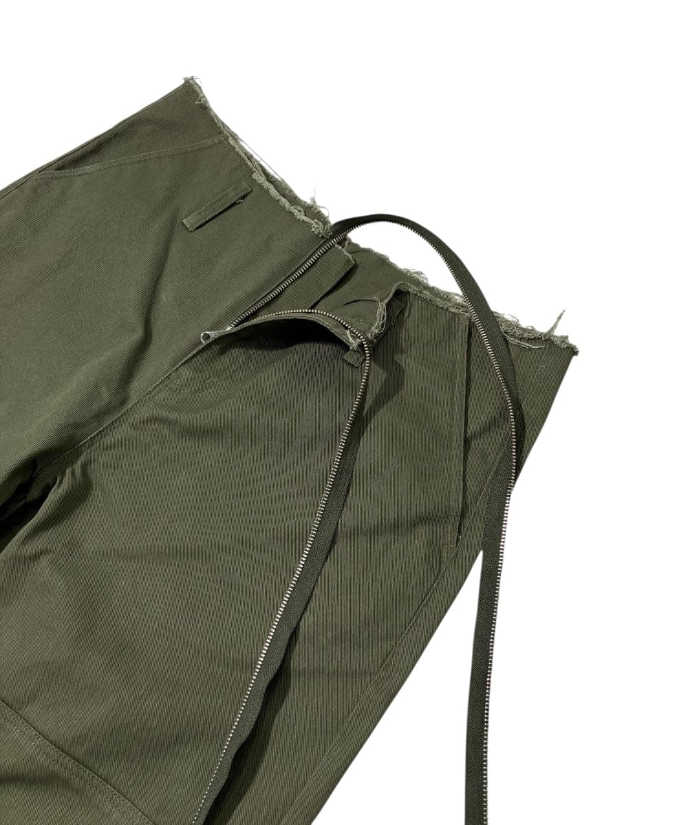 EXTENDED ZIP FLARE PANTS KHAKI-EGNARTS-APOC STORE