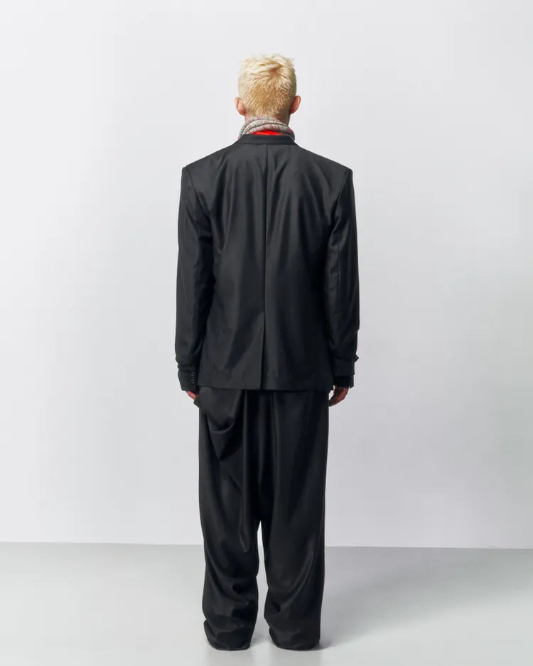 Glitched Sleeve Tailored Jacket 001 _ Black-Taekh-APOC STORE