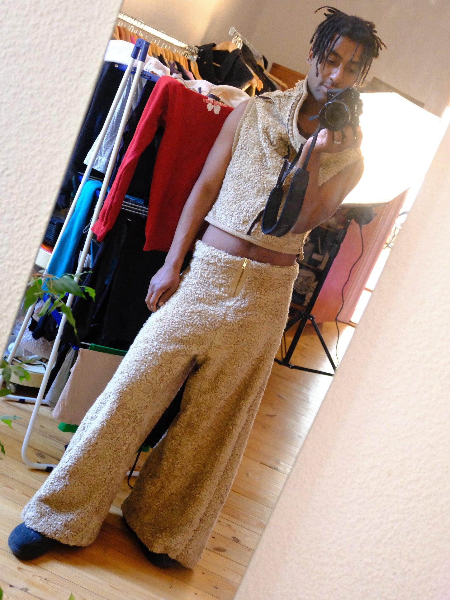 Wide-Cut Teddy Pants-Polyhedron-APOC STORE