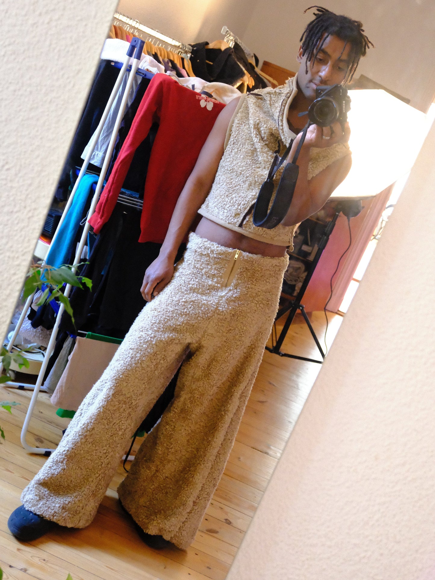 Wide-Cut Teddy Pants-Polyhedron-APOC STORE