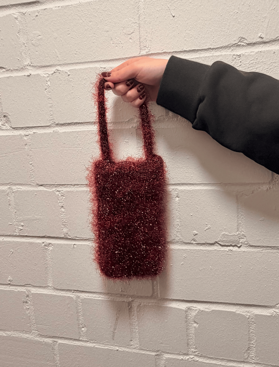 Mini fluffy handbag - Black-Raquel de Carvalho-APOC STORE