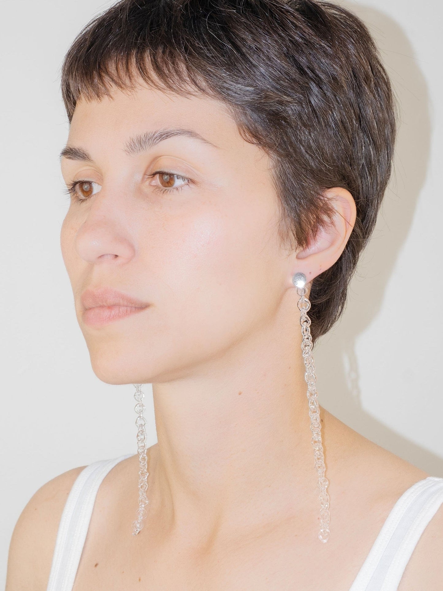 Thin Chain Earrings Transparent-CLARASWEARS-APOC STORE