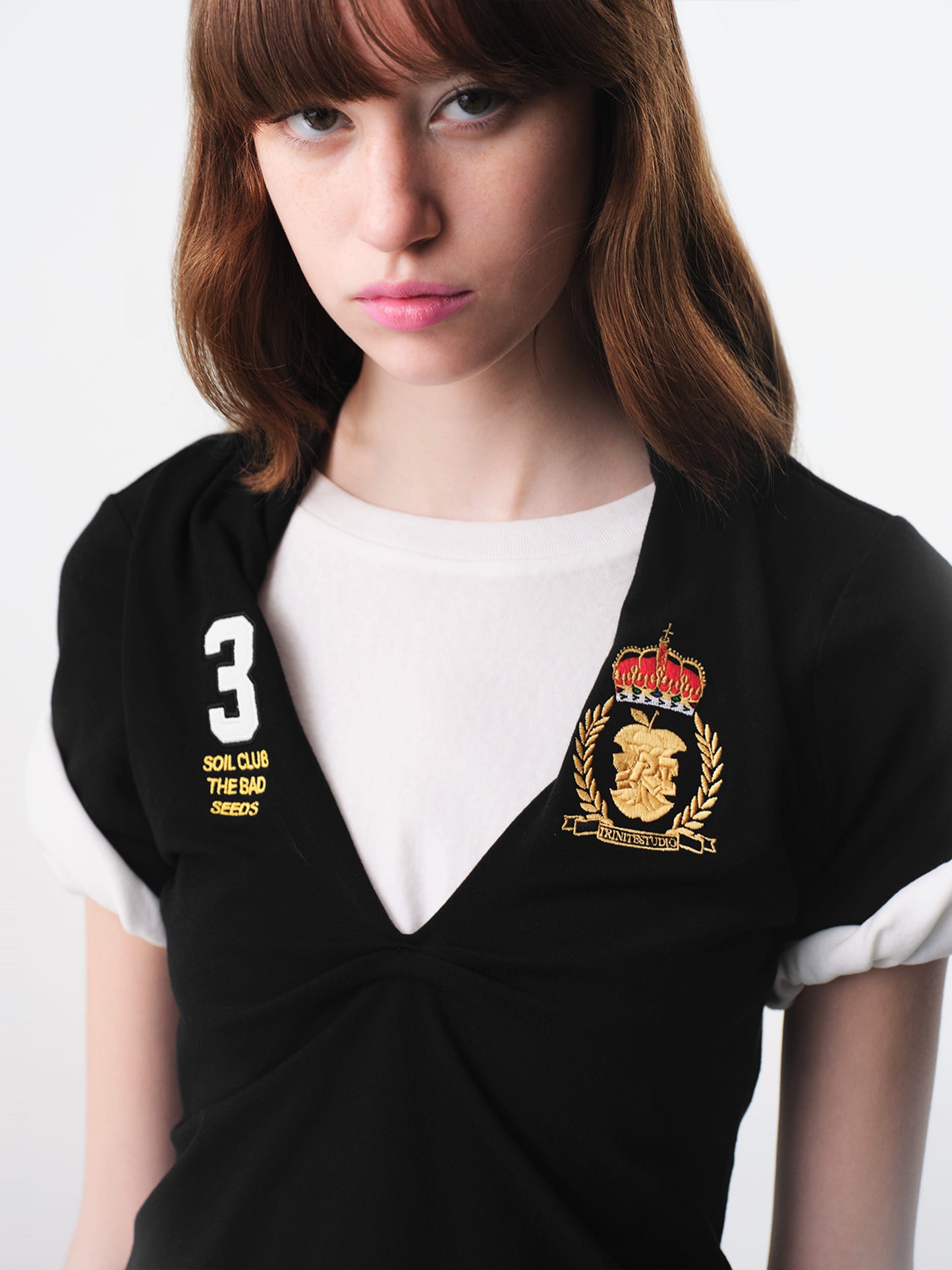 Black Knotted Deconstructed Polo Top-TRINITE Studio-APOC STORE
