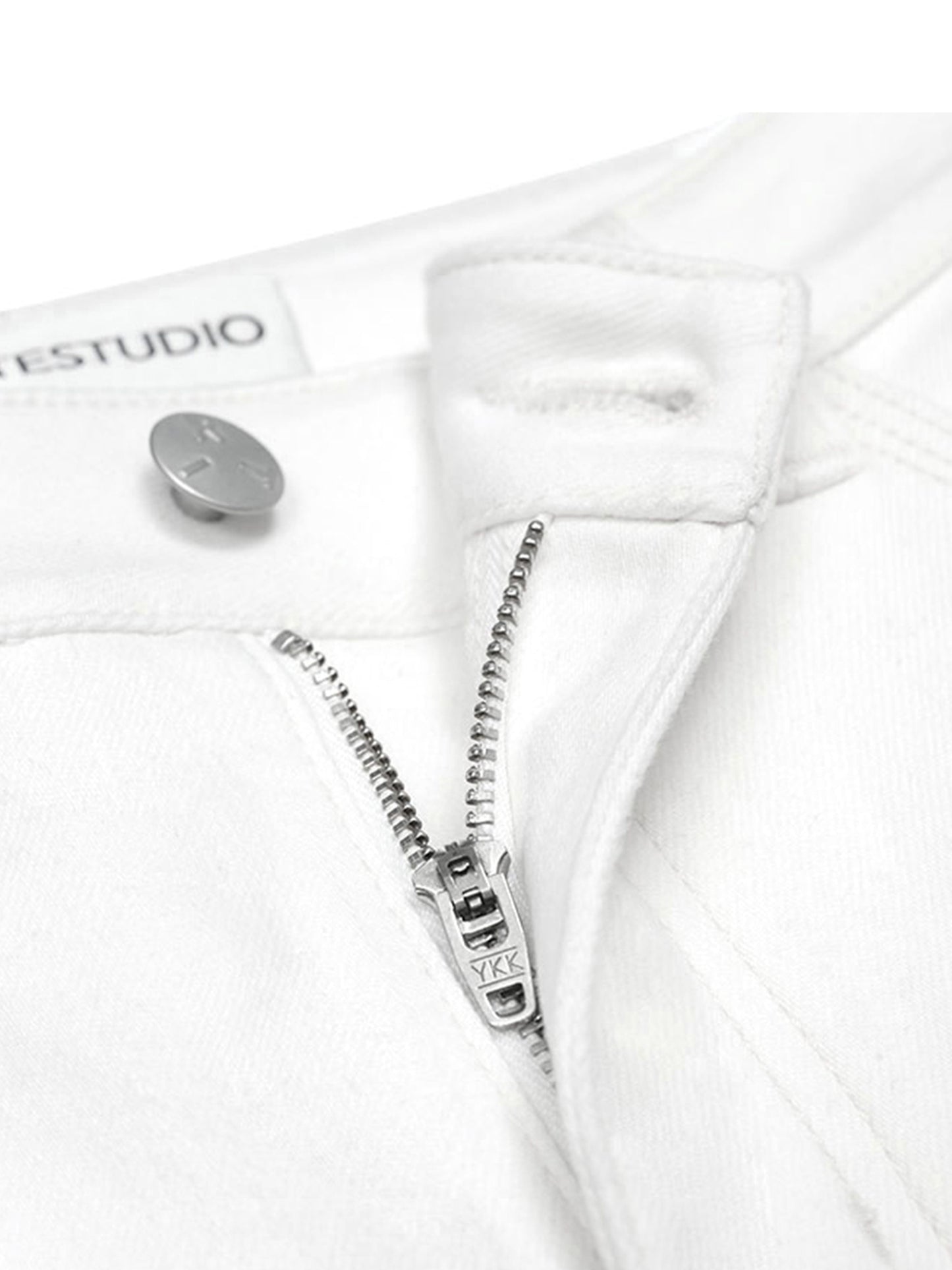White Stretch Slit Denim-TRINITE Studio-APOC STORE