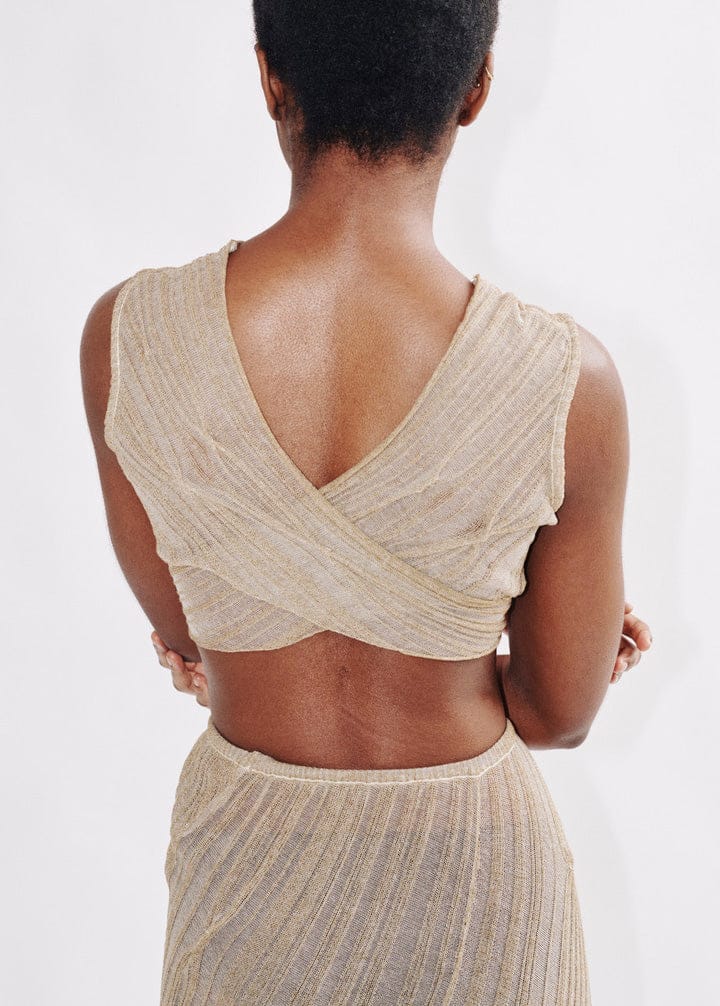 Rain Wrap Top - Beige-Khanh Brice Nguyen-APOC STORE