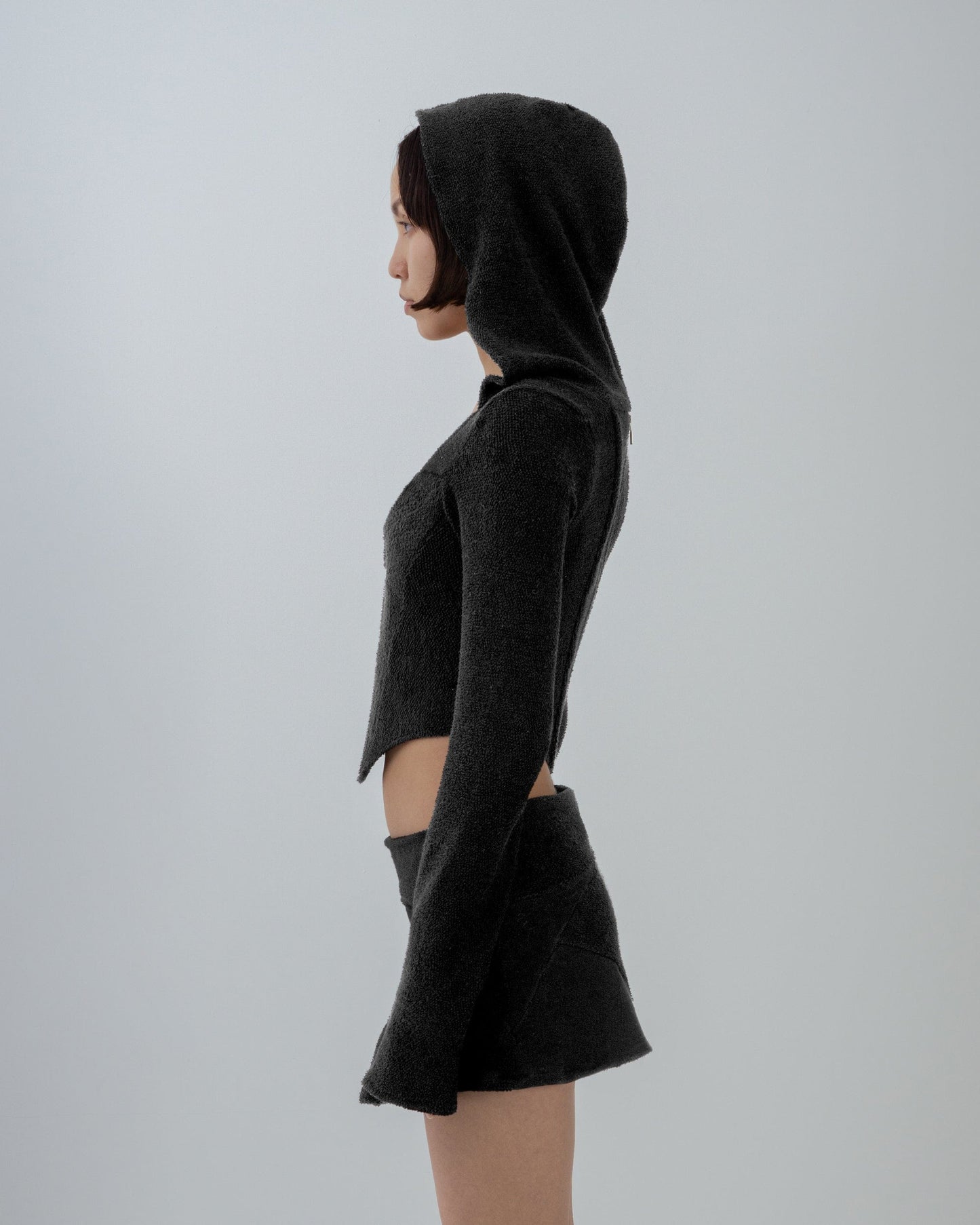 TERRY CLOTH HOODED CORSET BLACK-Ella Roberts-APOC STORE