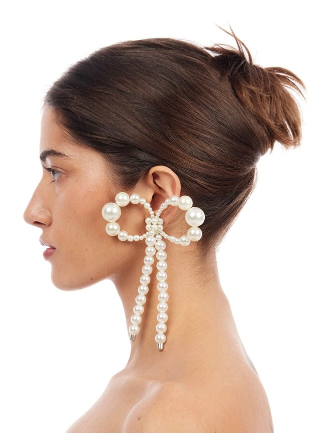Holly Molly Bow Earrings - Pearl-1CONCEPT-APOC STORE