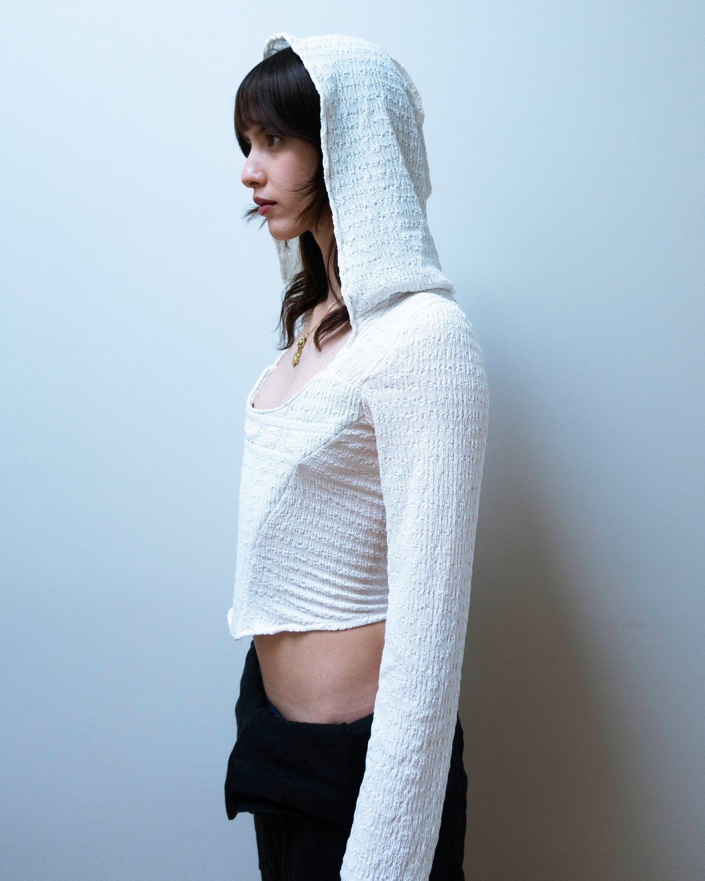 HOODED CORSET IN IVORY-Ella Roberts-APOC STORE