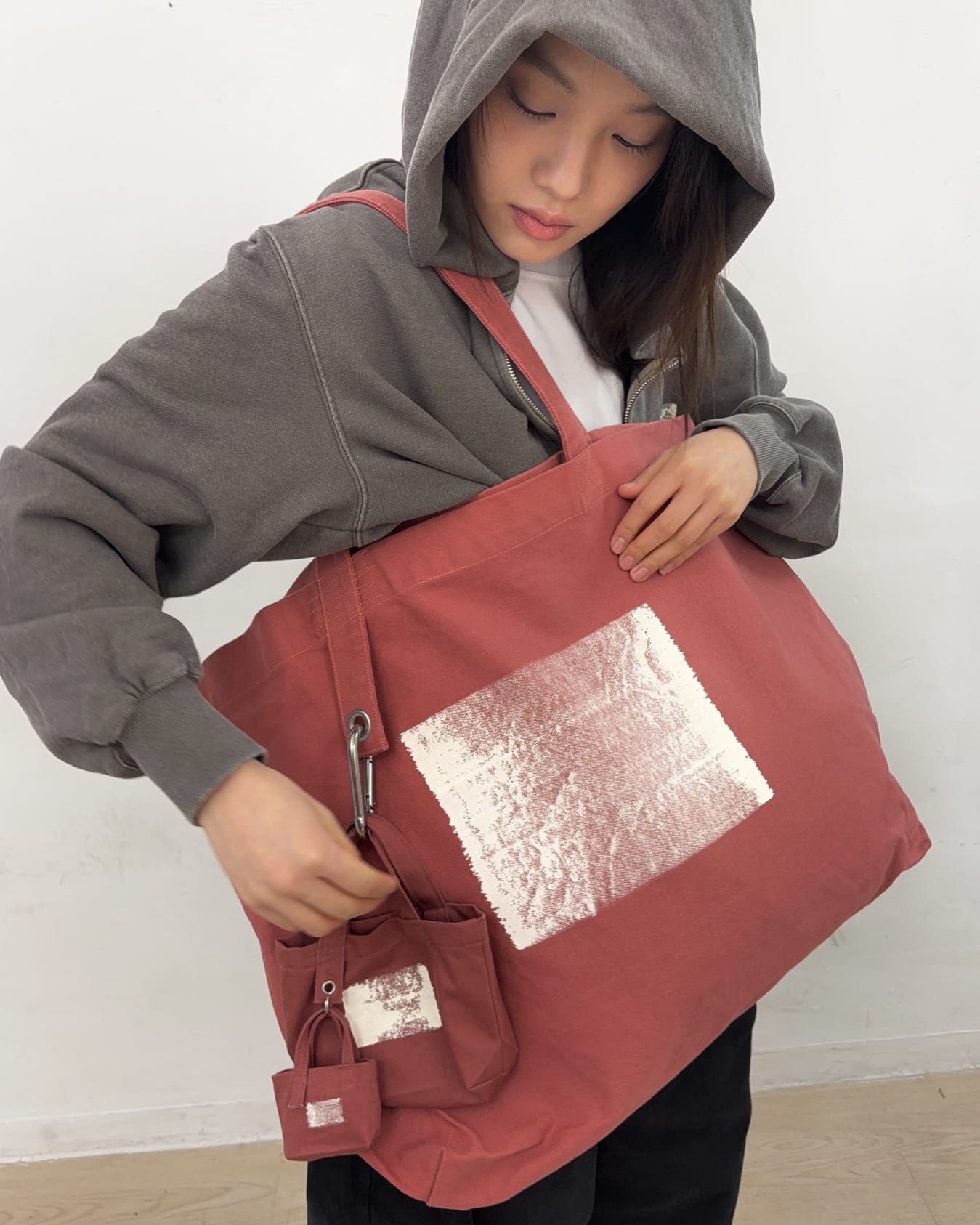 Painted Canvas Tote Bag Medium (Pink)-EGNARTS-APOC STORE