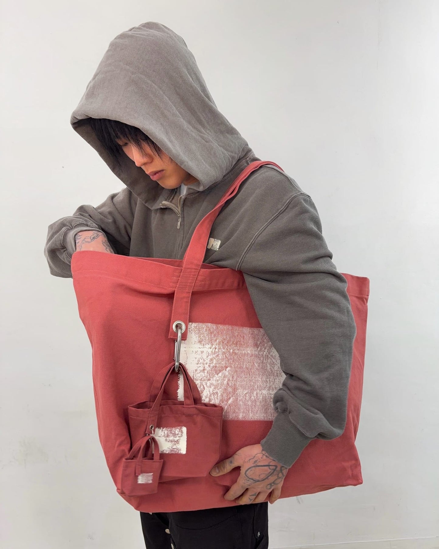 Painted Canvas Tote Bag Small (Pink)-EGNARTS-APOC STORE