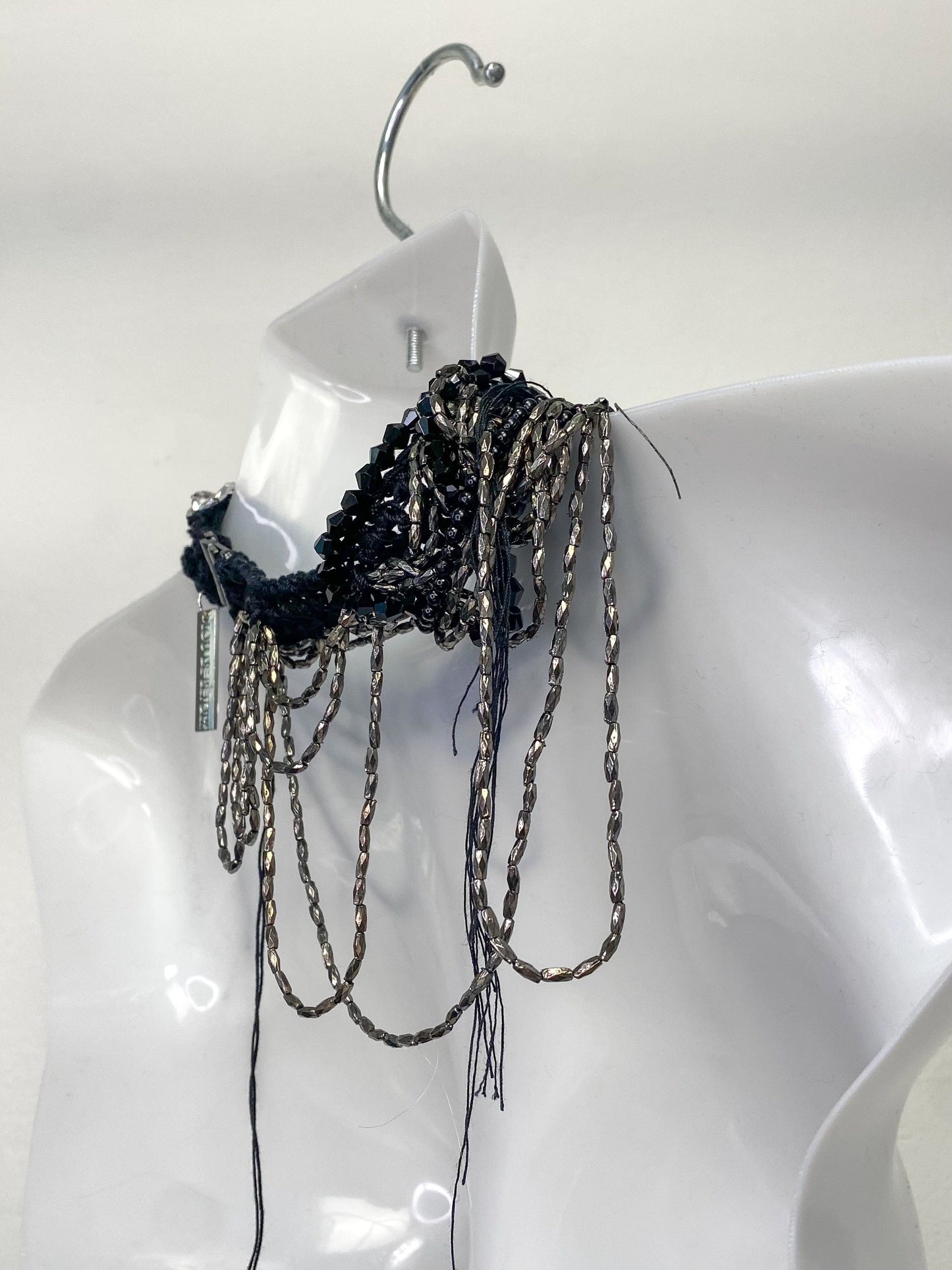 Pearl and Crochet Choker Black-Lou de Bètoly-APOC STORE