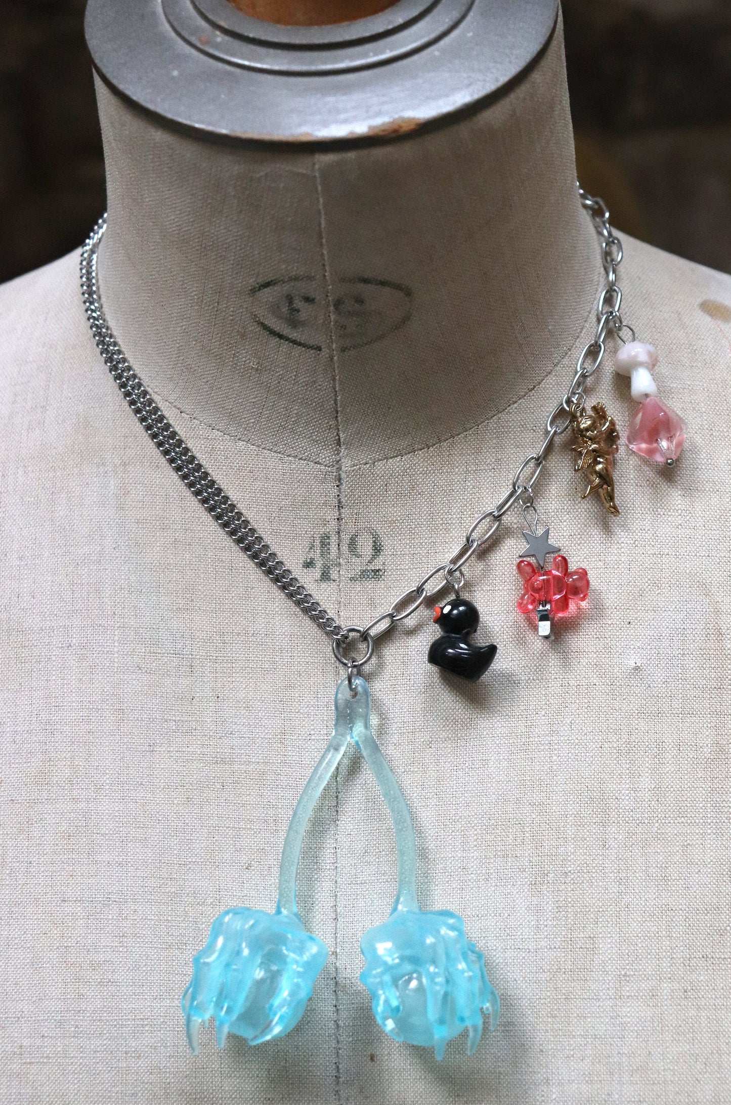 Baby Blue Cherry Necklace #3-Naomi Gilon-APOC STORE