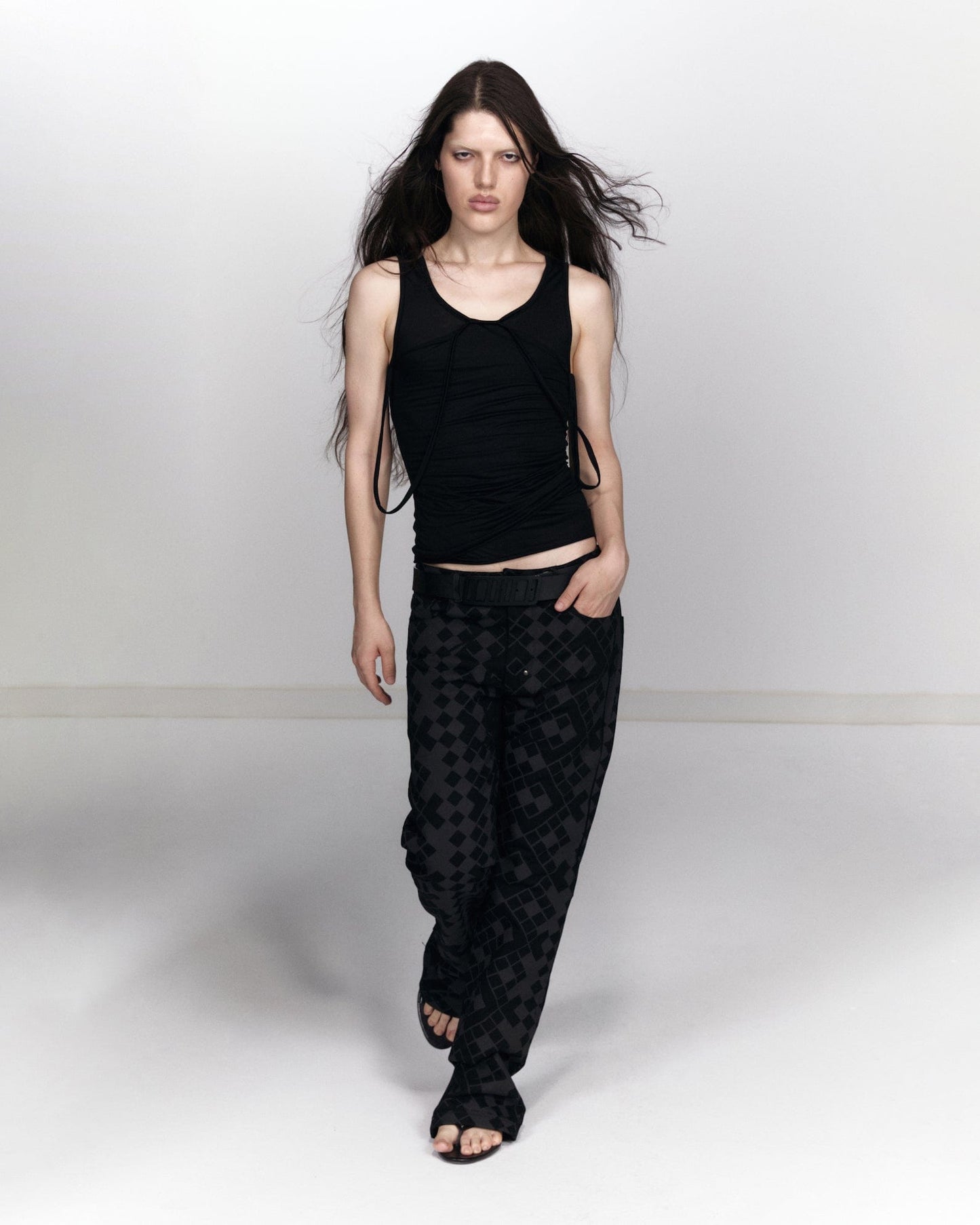 Grid Trousers - Black-Onrushw23fh-APOC STORE