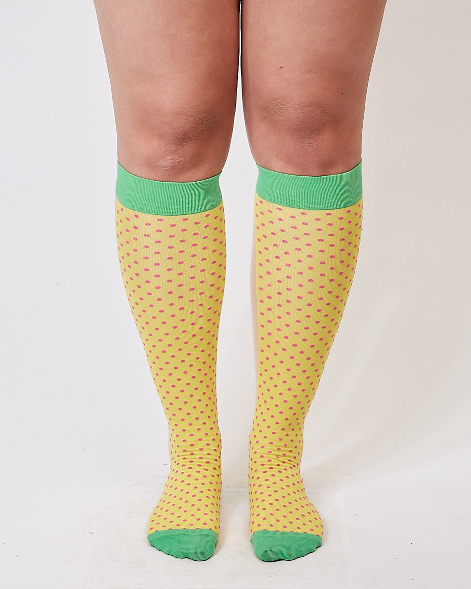 yellow micro dot knee high socks-NIAMH GALEA-APOC STORE
