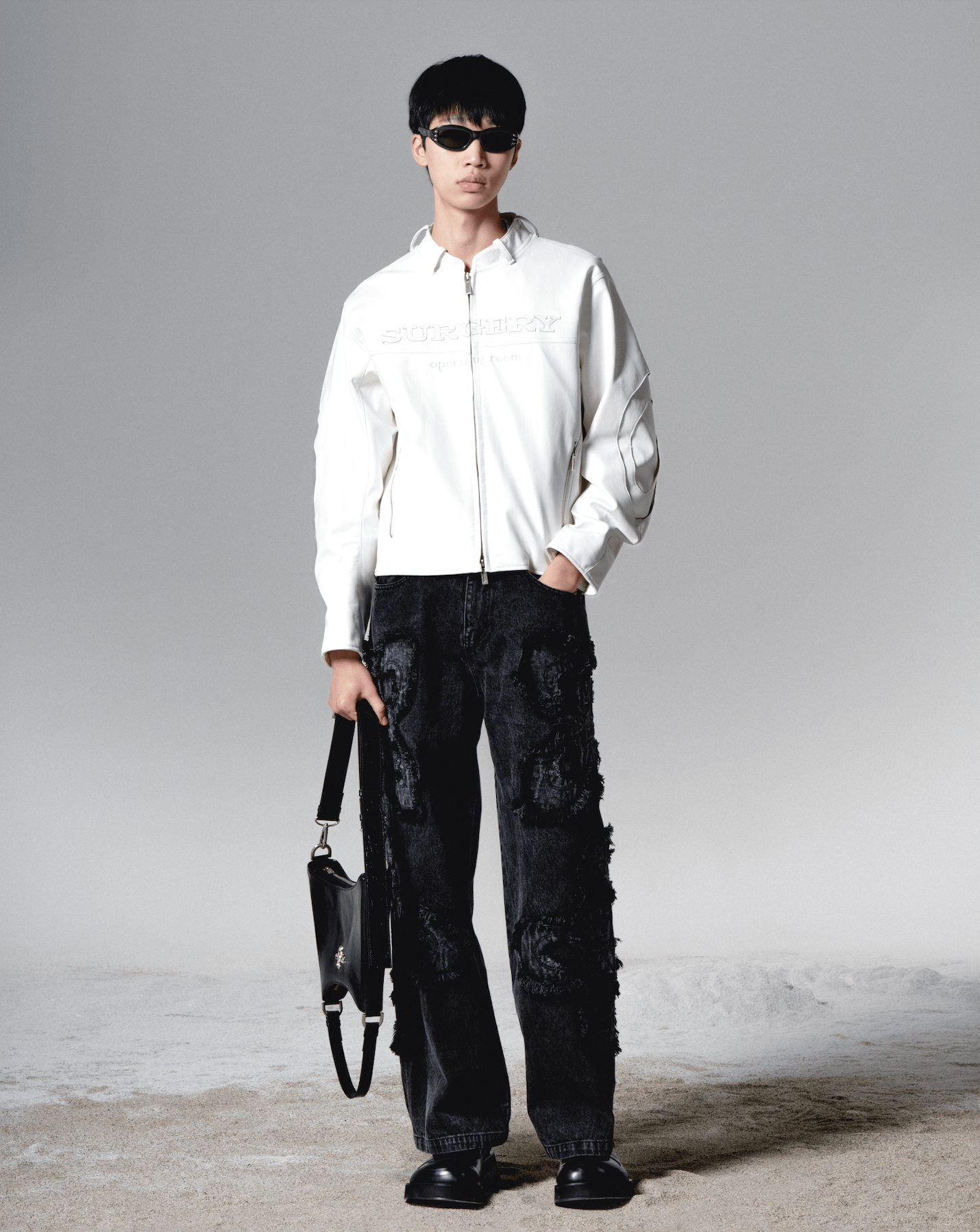 surgery clover logo patch jeans 'black'-Surgery-APOC STORE