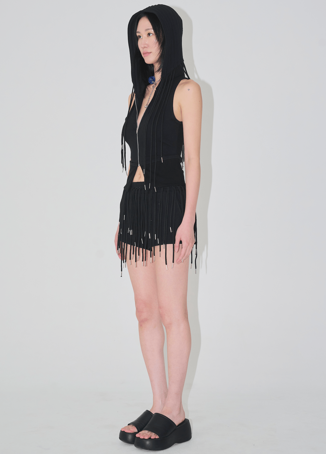 string tunnel hoodie tank black-Nibgnus-APOC STORE