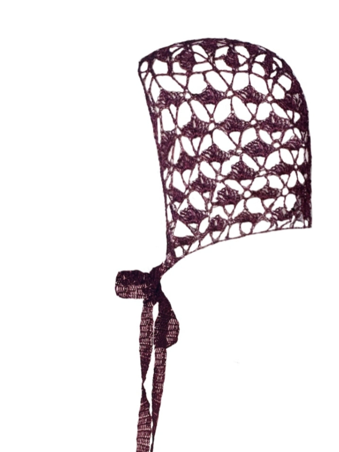 Crochet lace metallic bonnet - Red-Raquel de Carvalho-APOC STORE