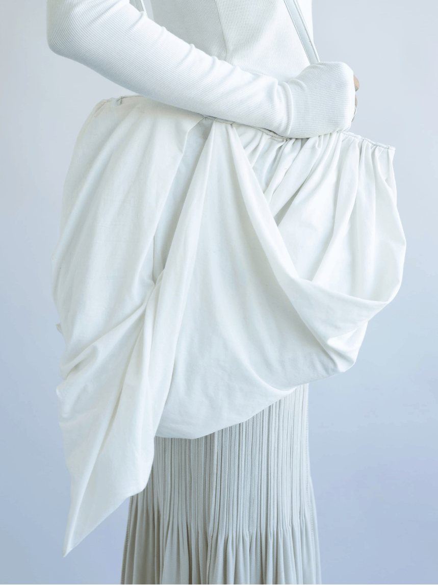 Draped Tote Bags - White