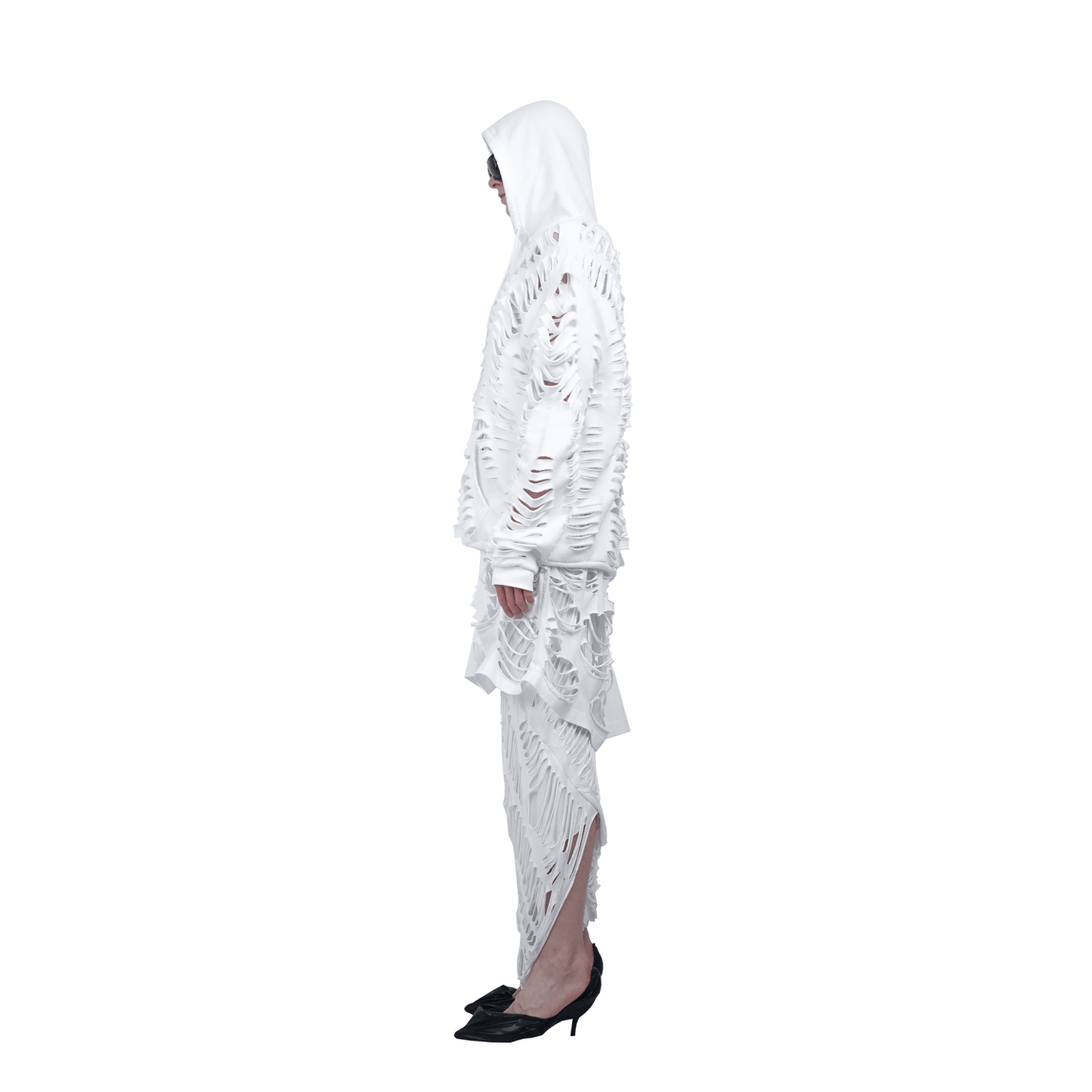 CUT HOODIE WHITE-Sia Arnika-APOC STORE