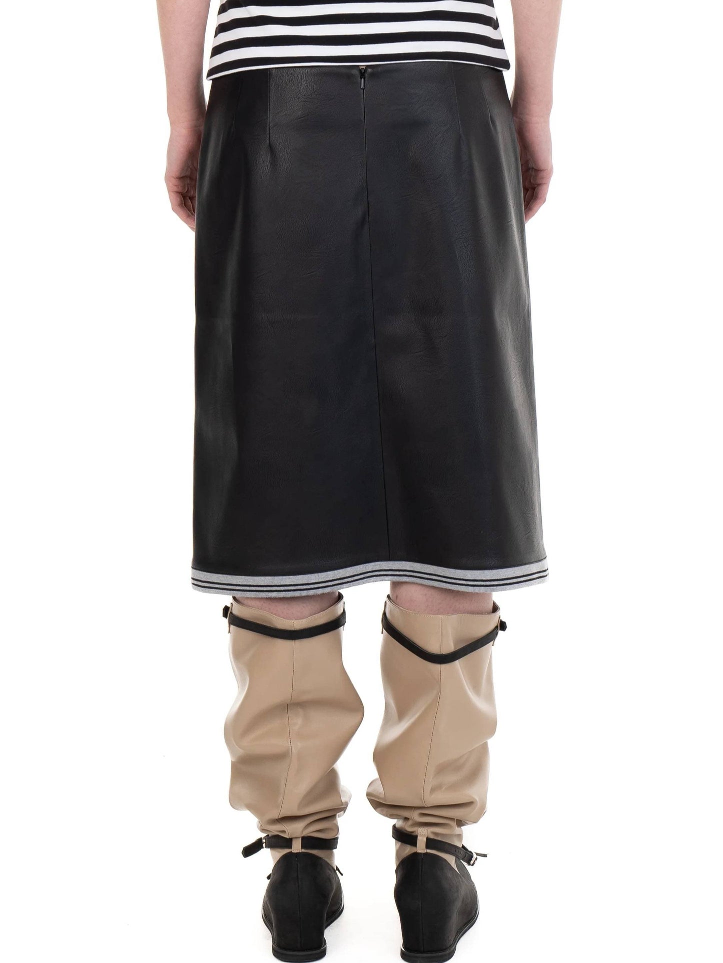 I LOVE YOU leather midi skirt-Urte Kat-APOC STORE