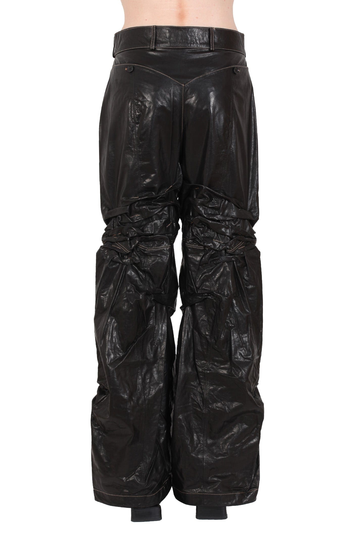 Creased Leather Pants-XIMONLEE-APOC STORE