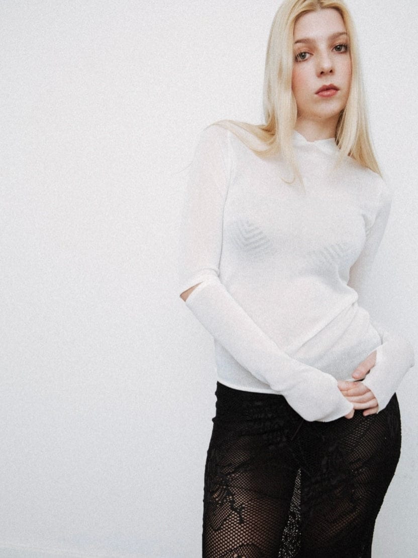 White Knit Hoodie-Melissa Tida-APOC STORE