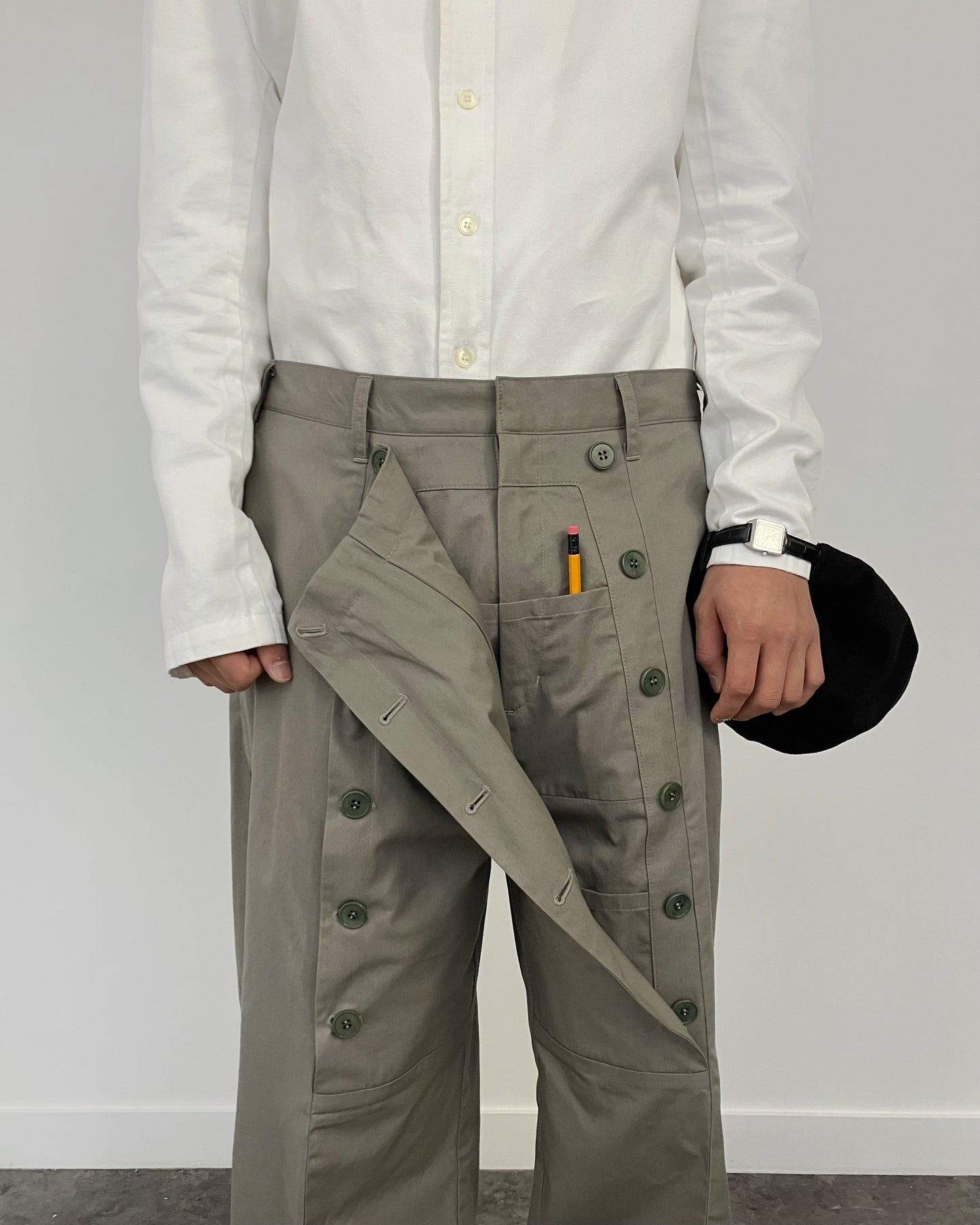 HIDDEN POCKET TROUSERS KHAKI GRAY-EGNARTS-APOC STORE