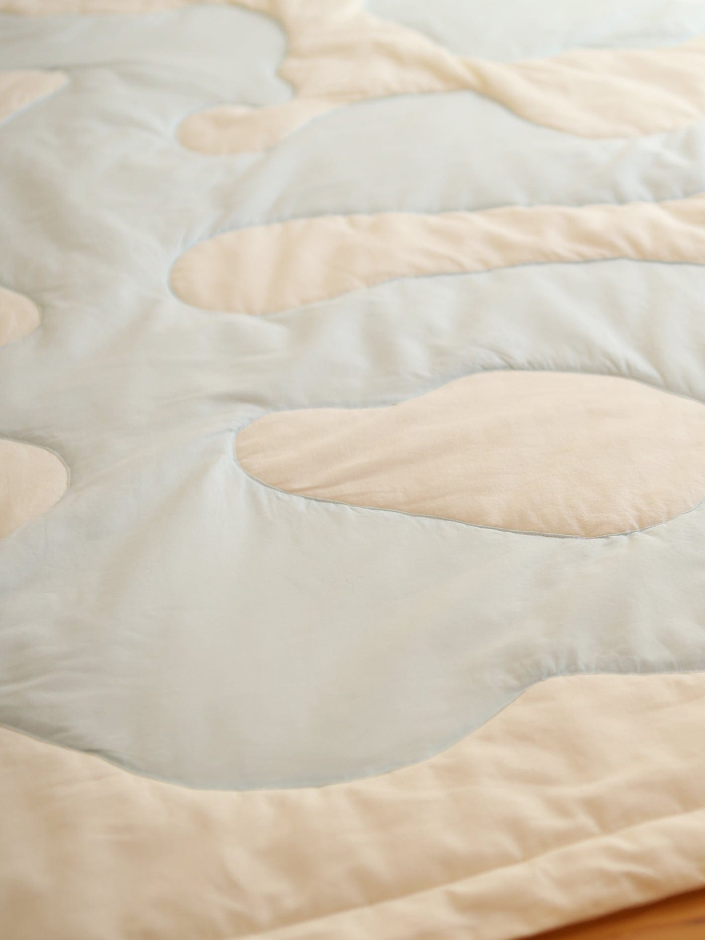 Quilted Blanket Beige Blue-Claire Duport-APOC STORE