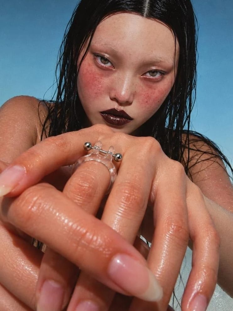 Barbell Piercing Glass Ring 0076 - Sky Blue-Rain and Rivers-APOC STORE